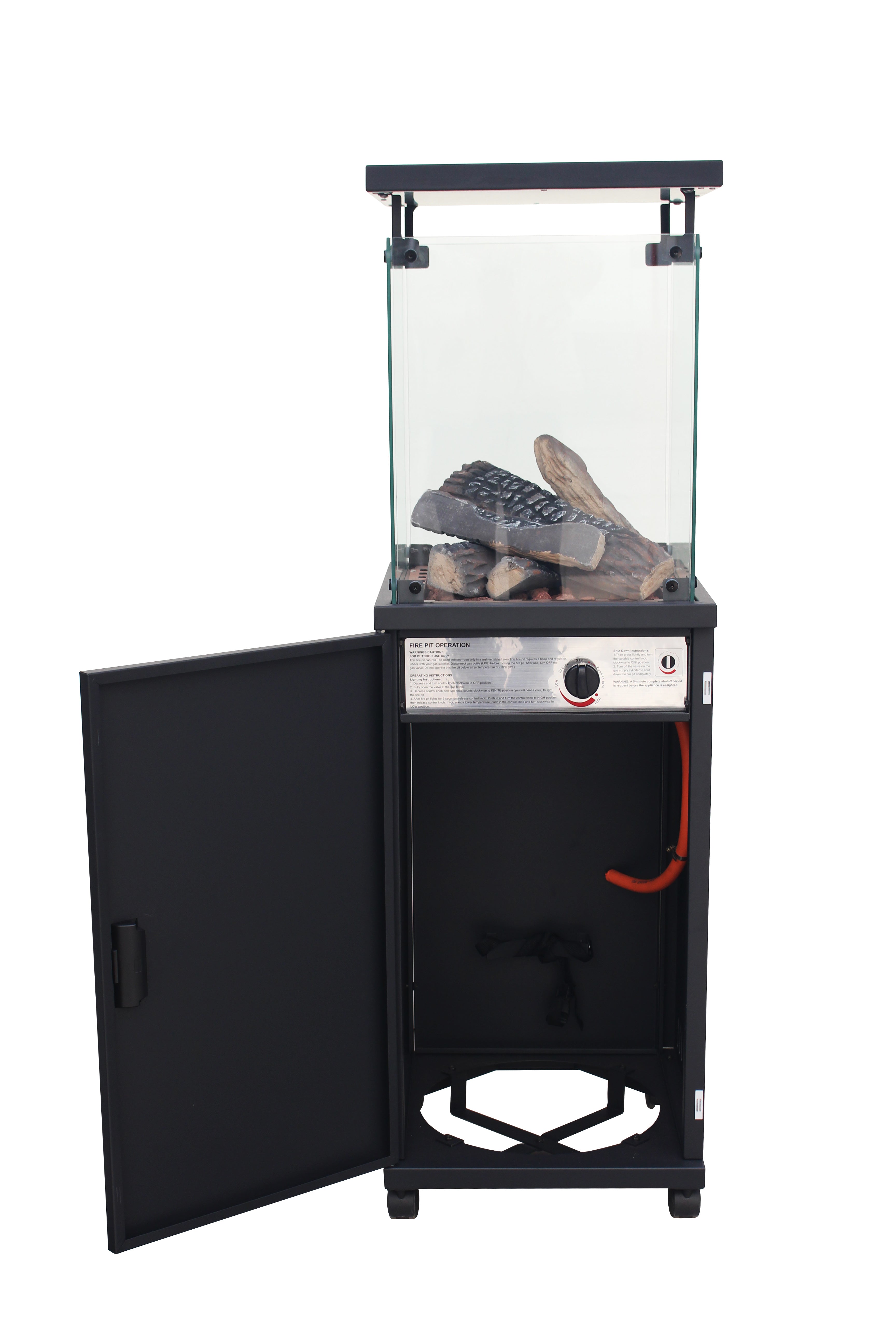 Short Stand Gas Patio Heater - Ceramic Log-Style