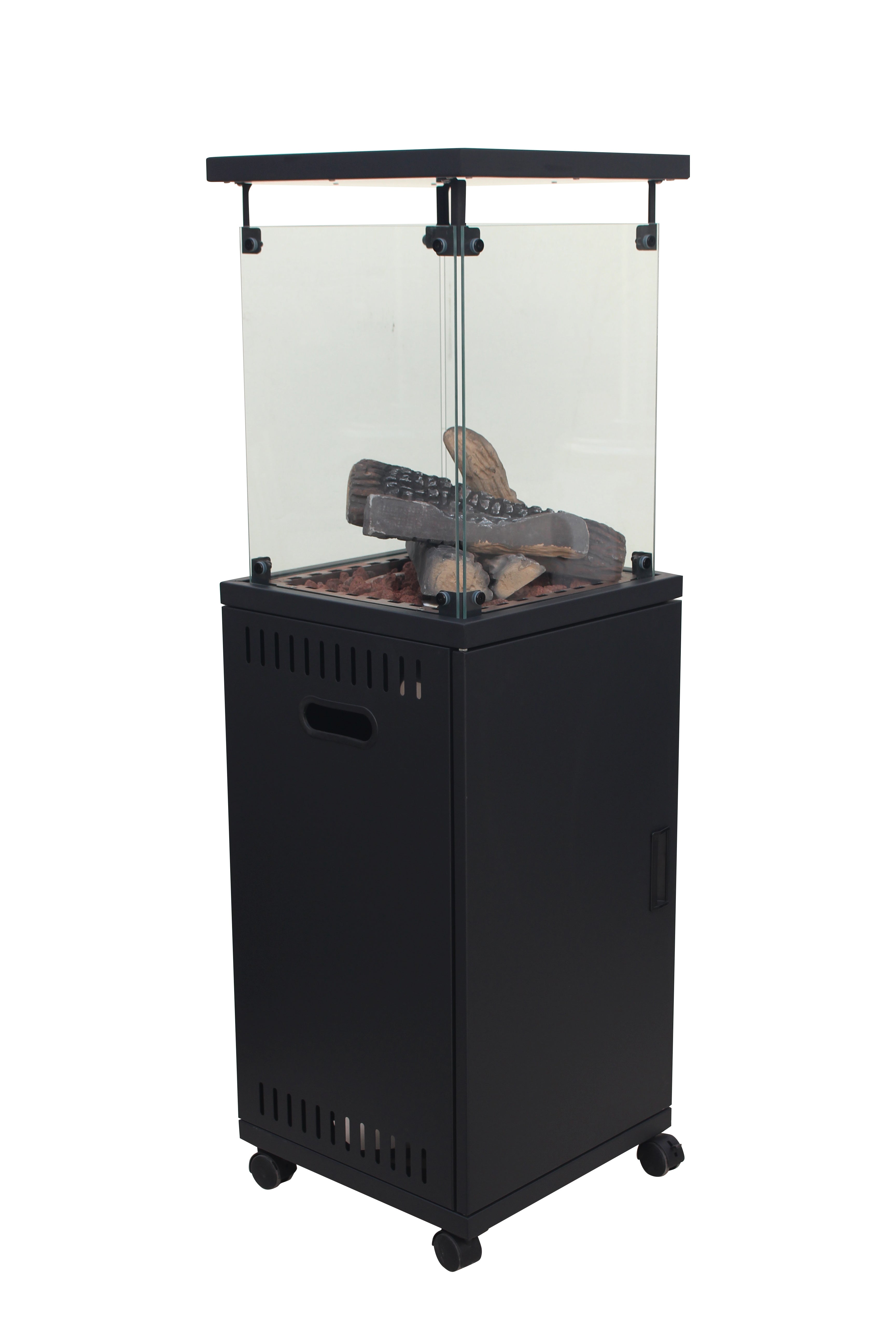 Short Stand Gas Patio Heater - Ceramic Log-Style