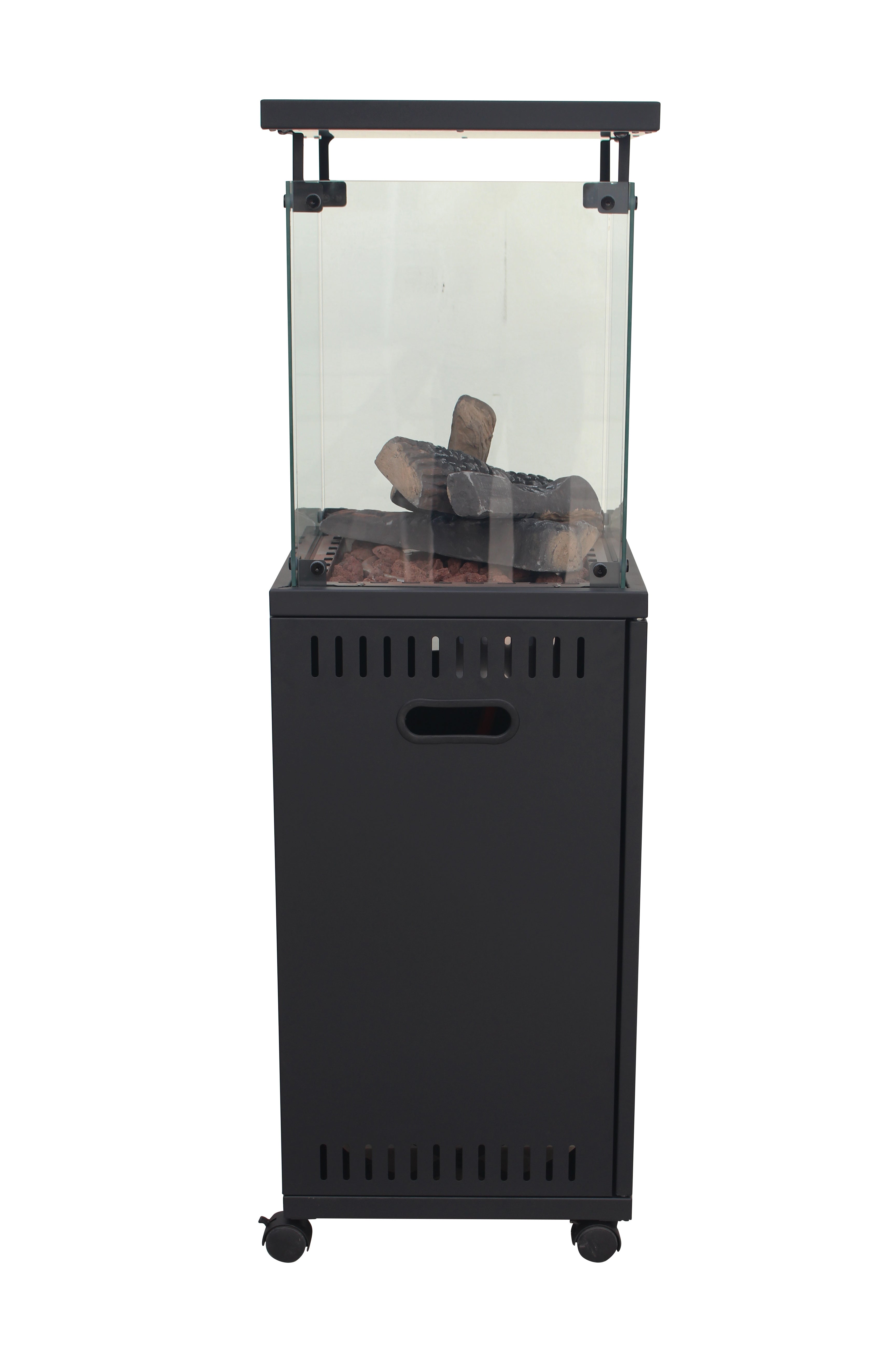 Short Stand Gas Patio Heater - Ceramic Log-Style