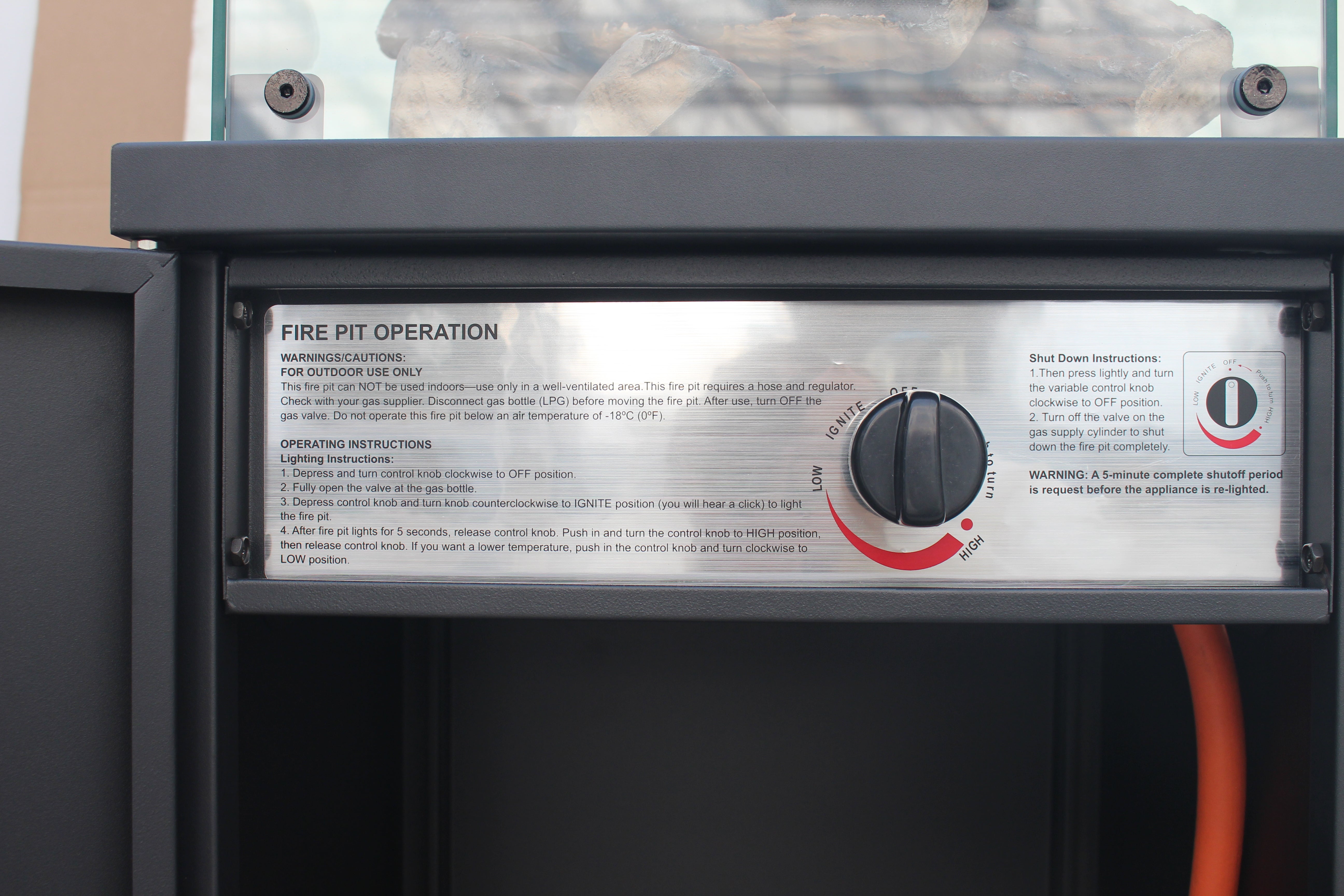 Short Stand Gas Patio Heater - Ceramic Log-Style