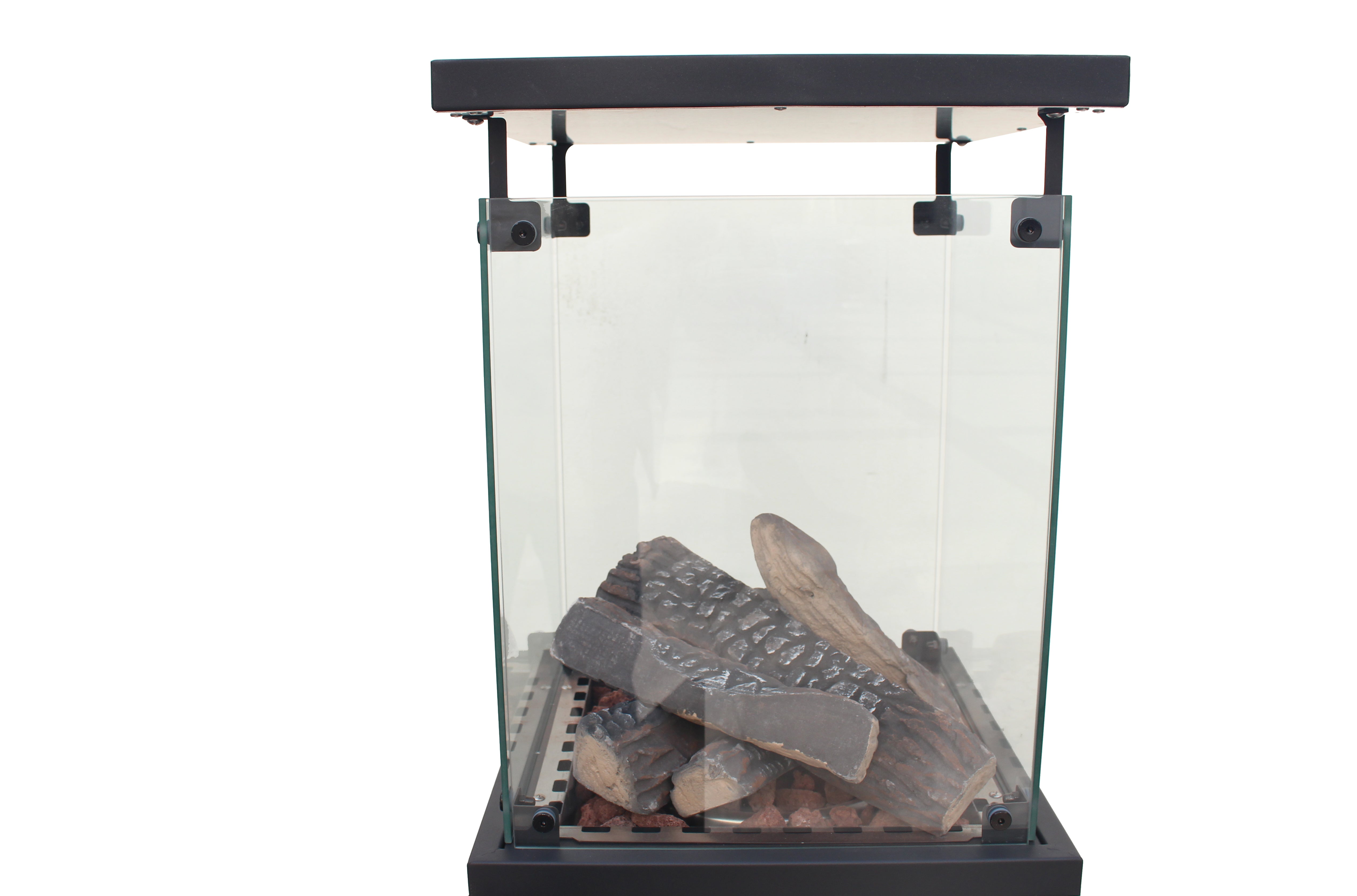 Short Stand Gas Patio Heater - Ceramic Log-Style