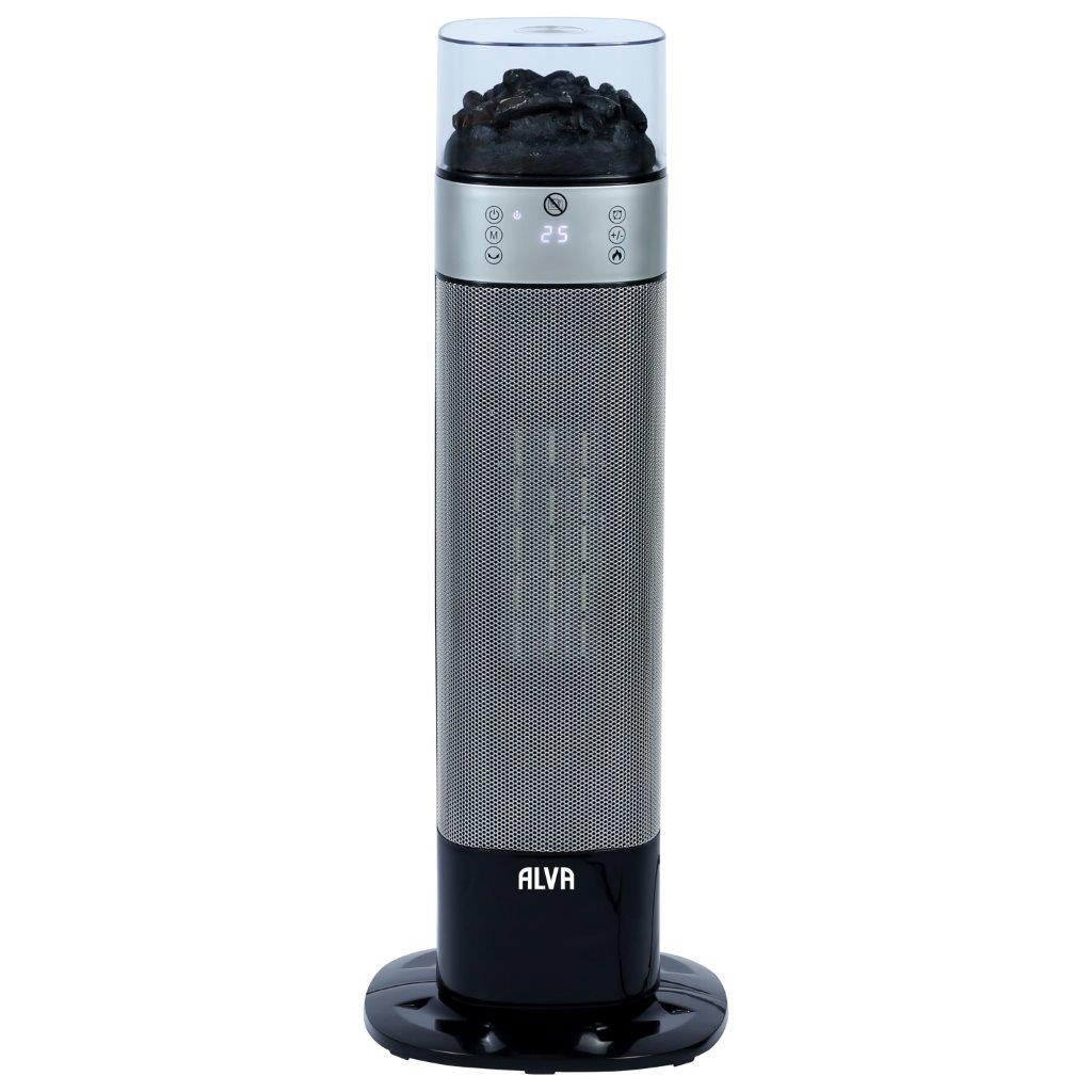 Electric Tower Fan Heater | Flame Effect Design | Remote Control