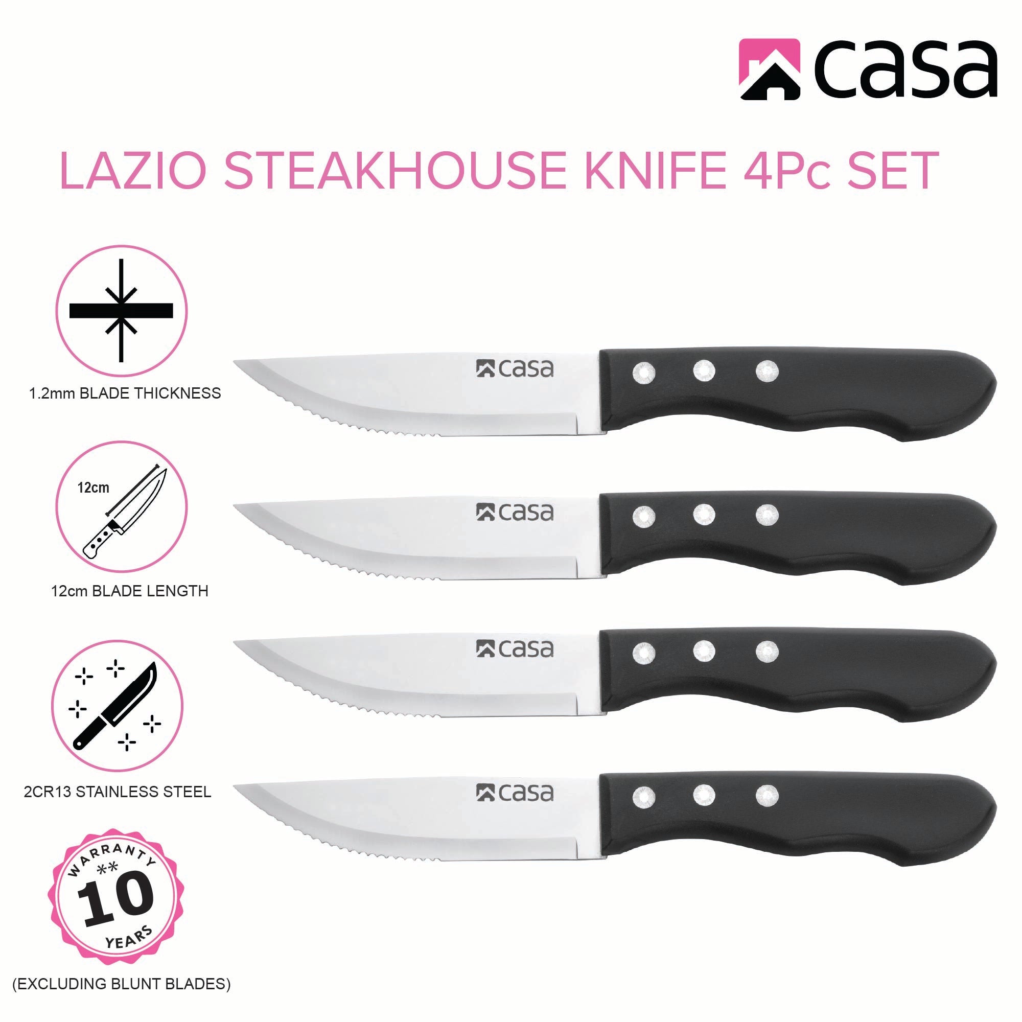 4Pc Steakhouse Knife Set - Lazio