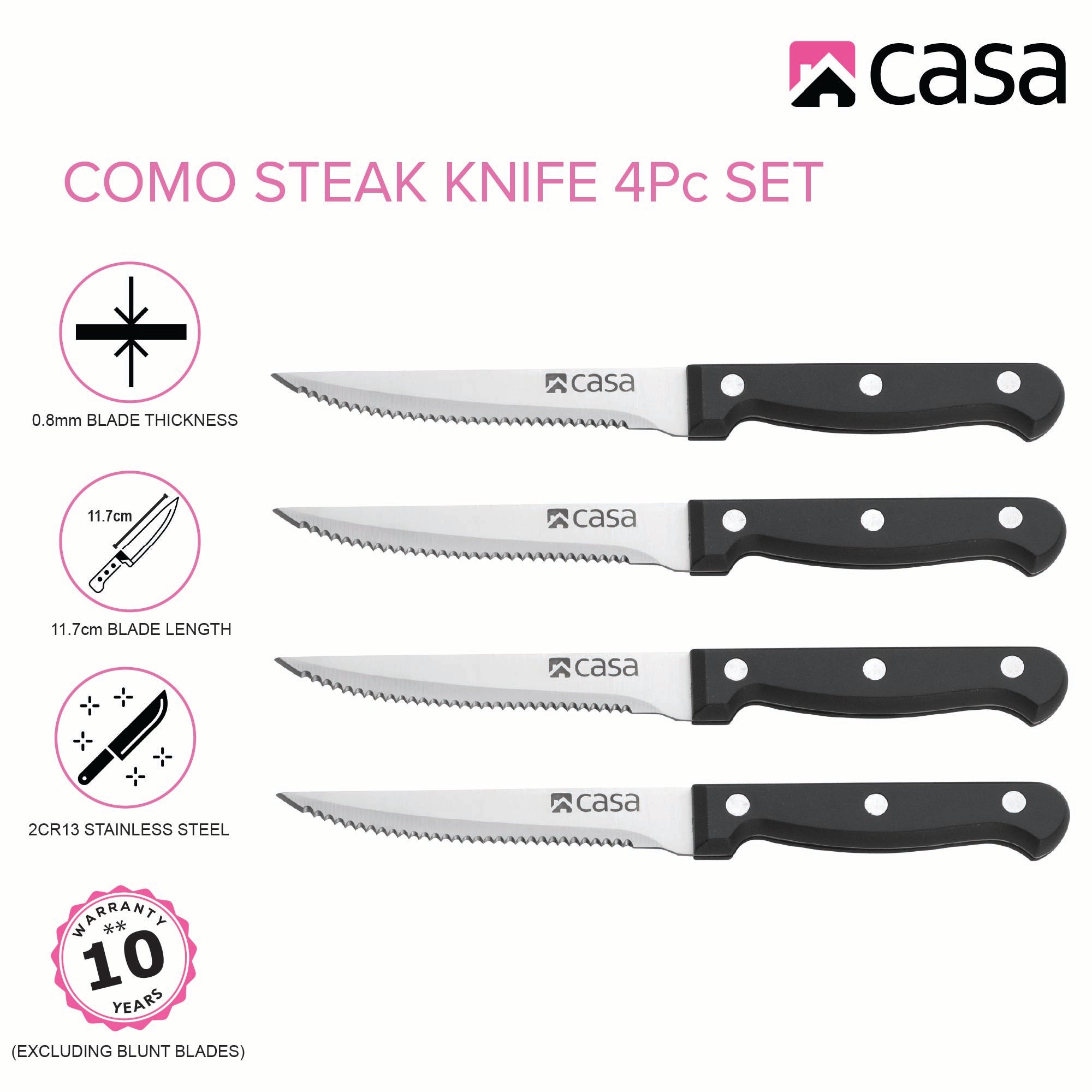 4Pc Steak Knife Set - Como