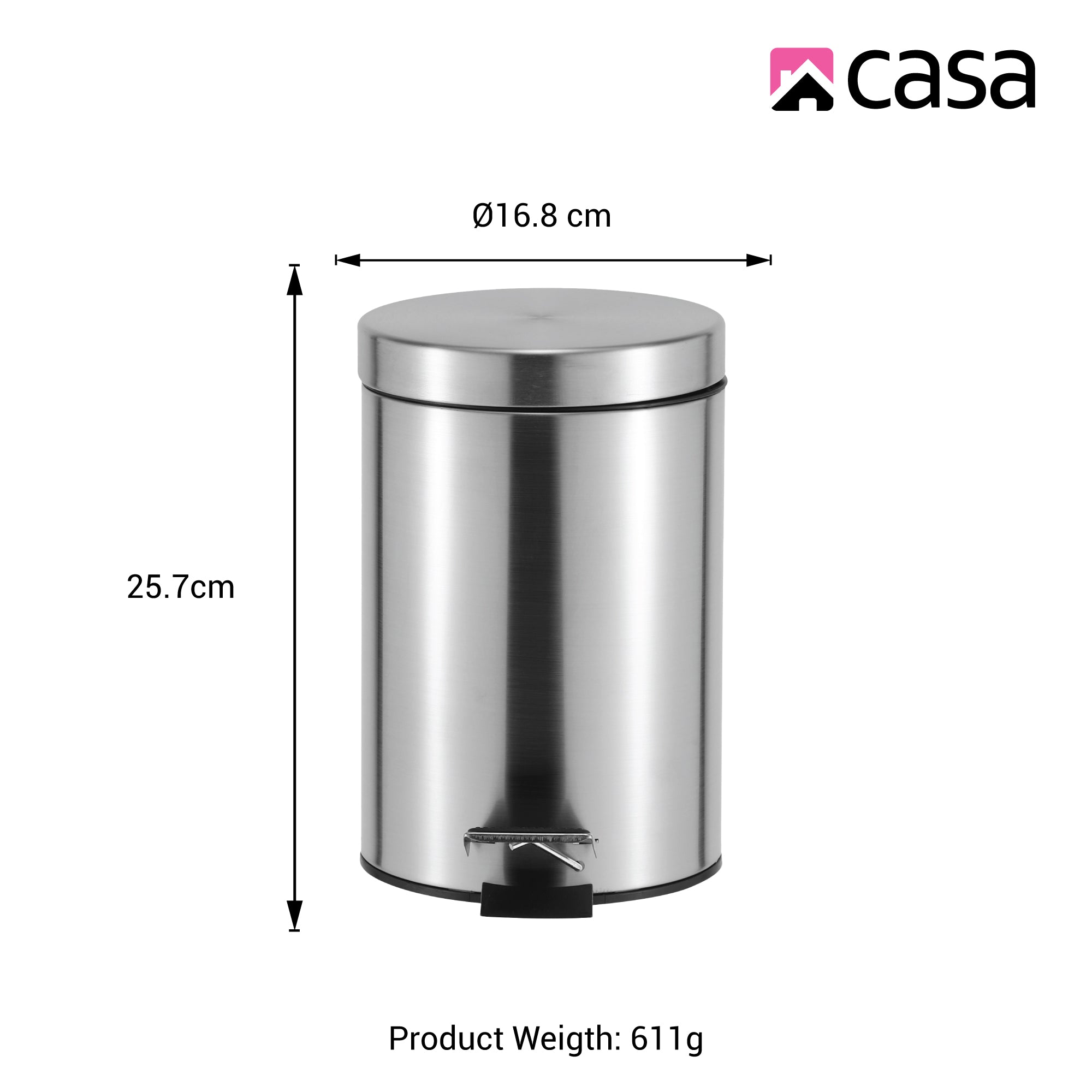 3L Steel Pedal Bin | Round | Roma