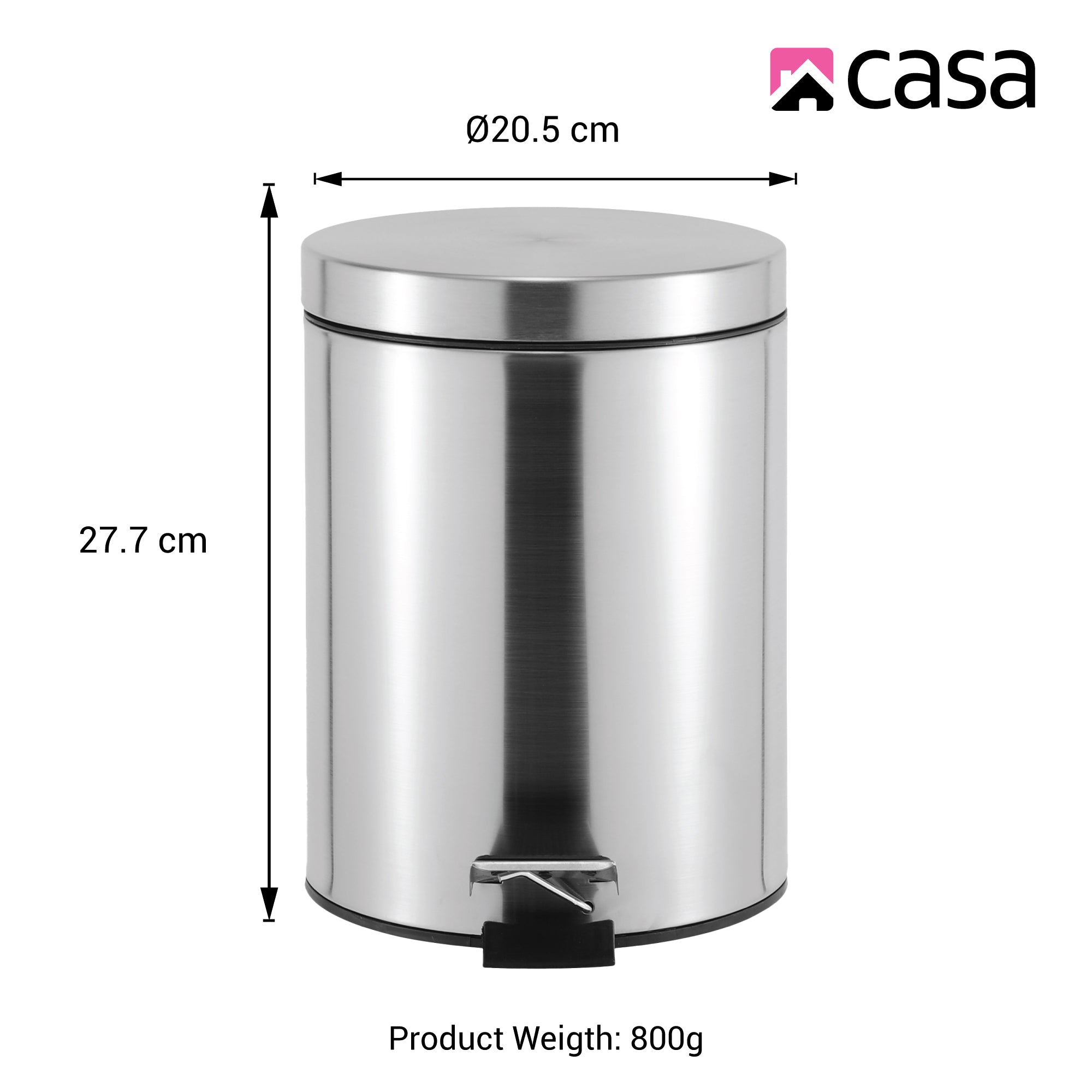5L Steel Pedal Bin | Round | Roma