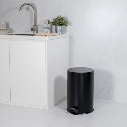ROMA 20L STEEL PEDAL BIN  - BLACK MATTE