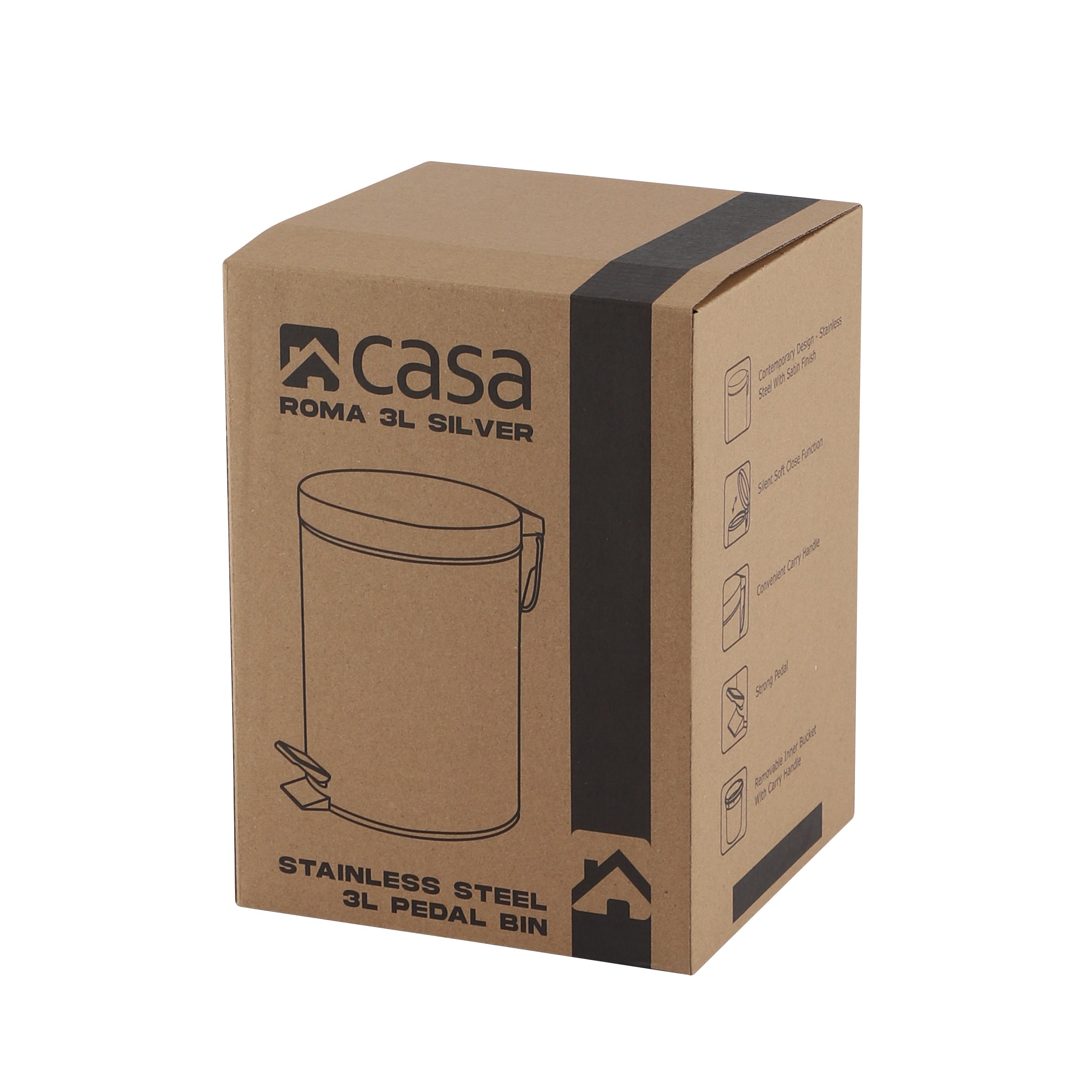 3L Steel Pedal Bin - Roma