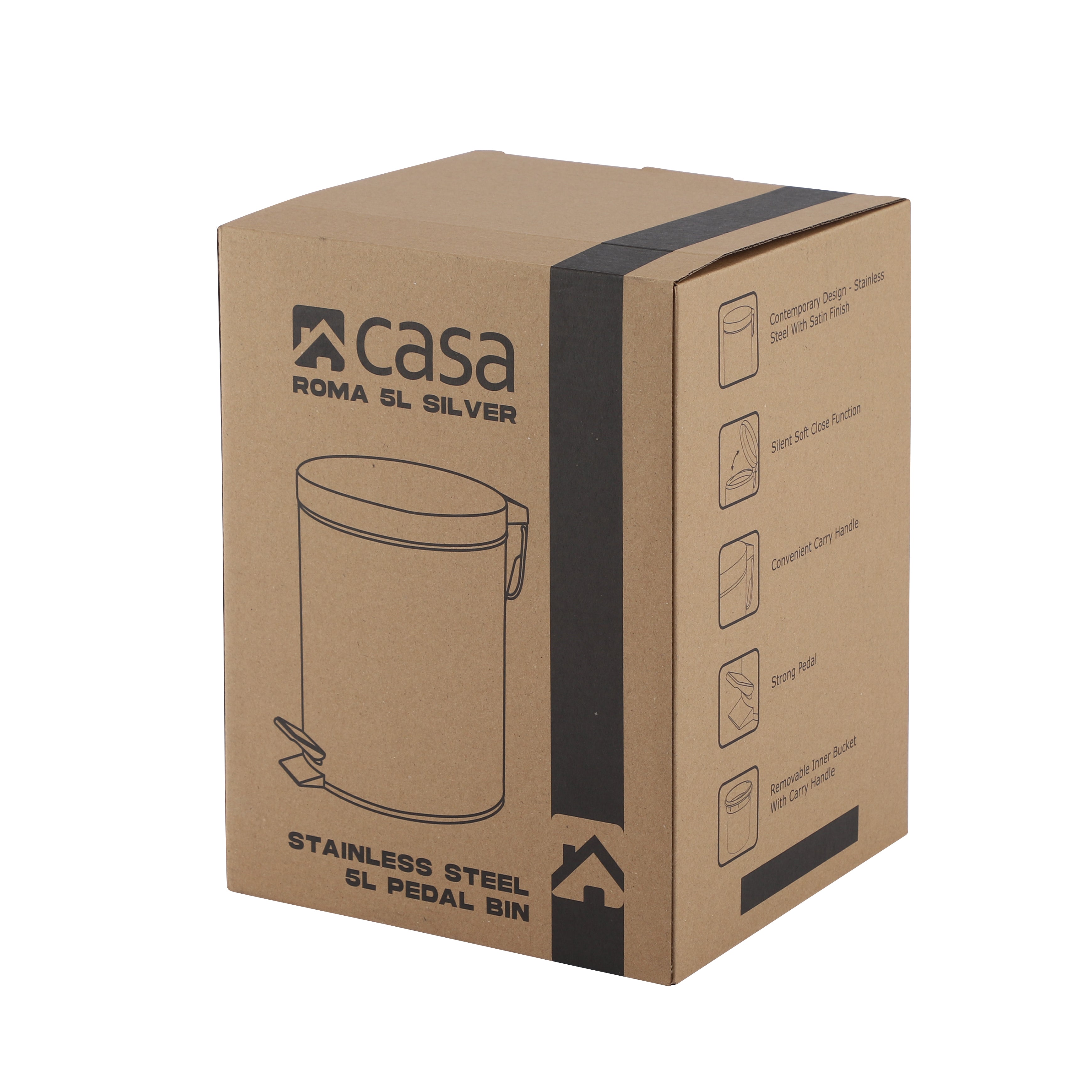 5L Steel Pedal Bin - Roma