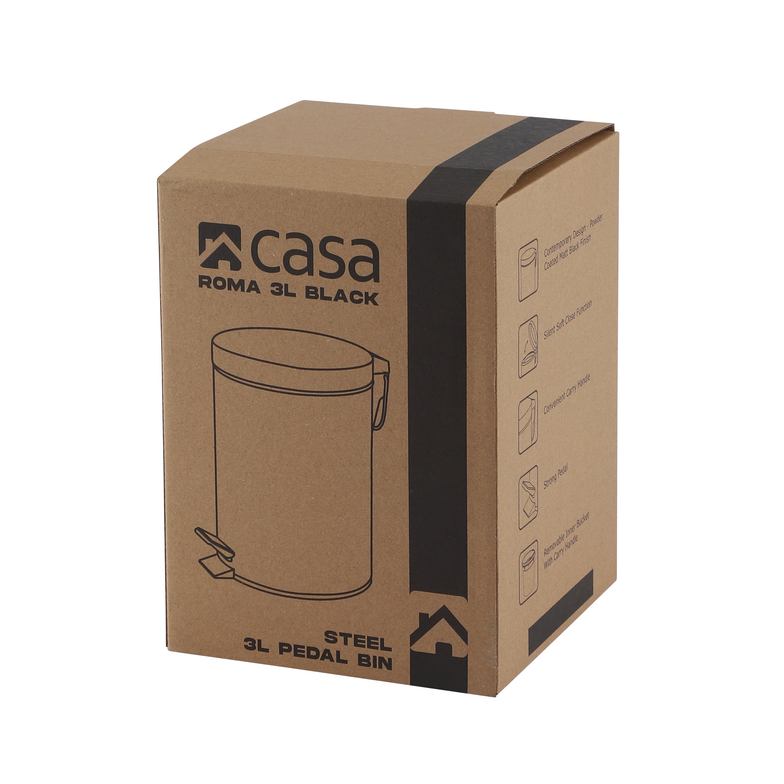 3L Steel Pedal Bin - Roma
