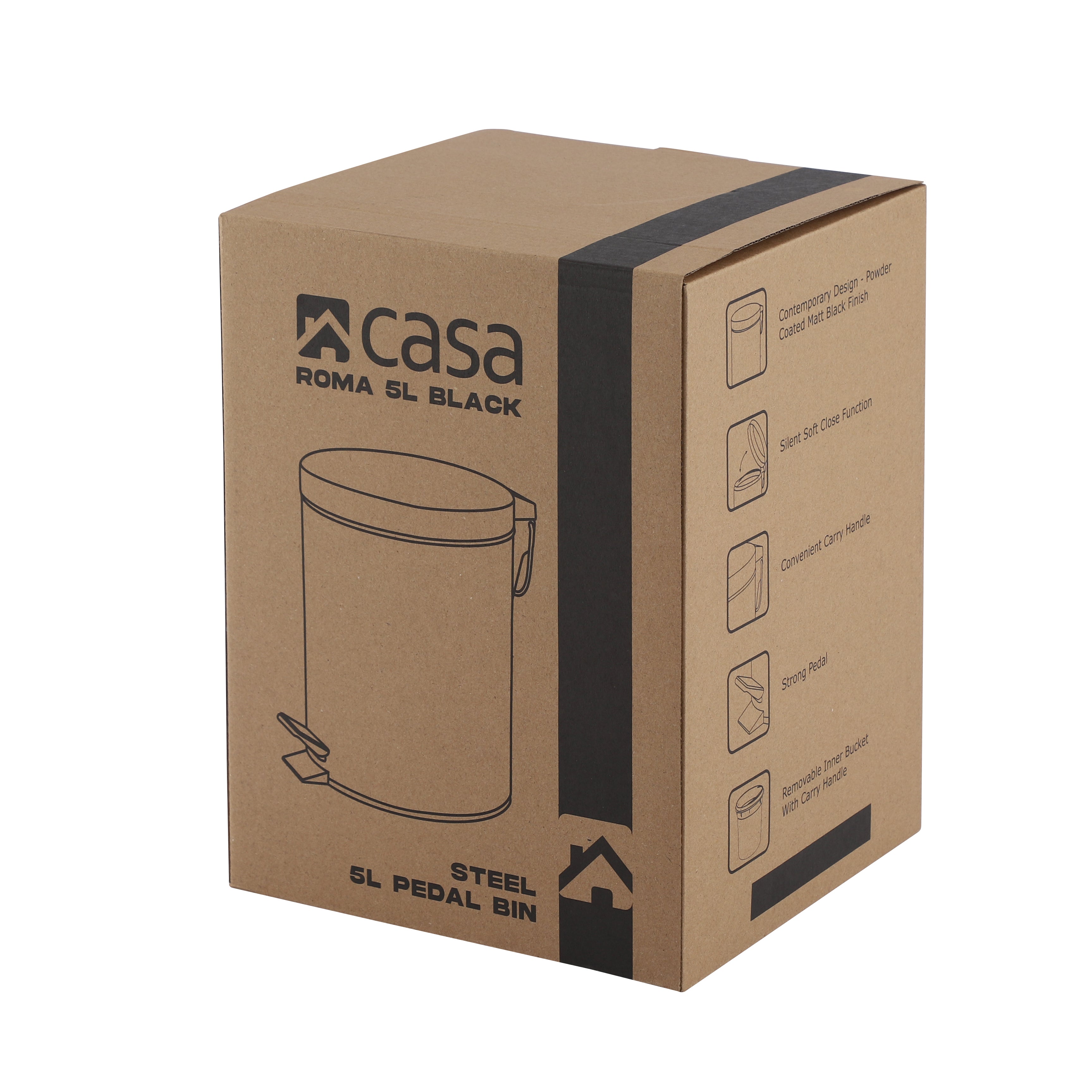 5L Steel Pedal Bin - Roma