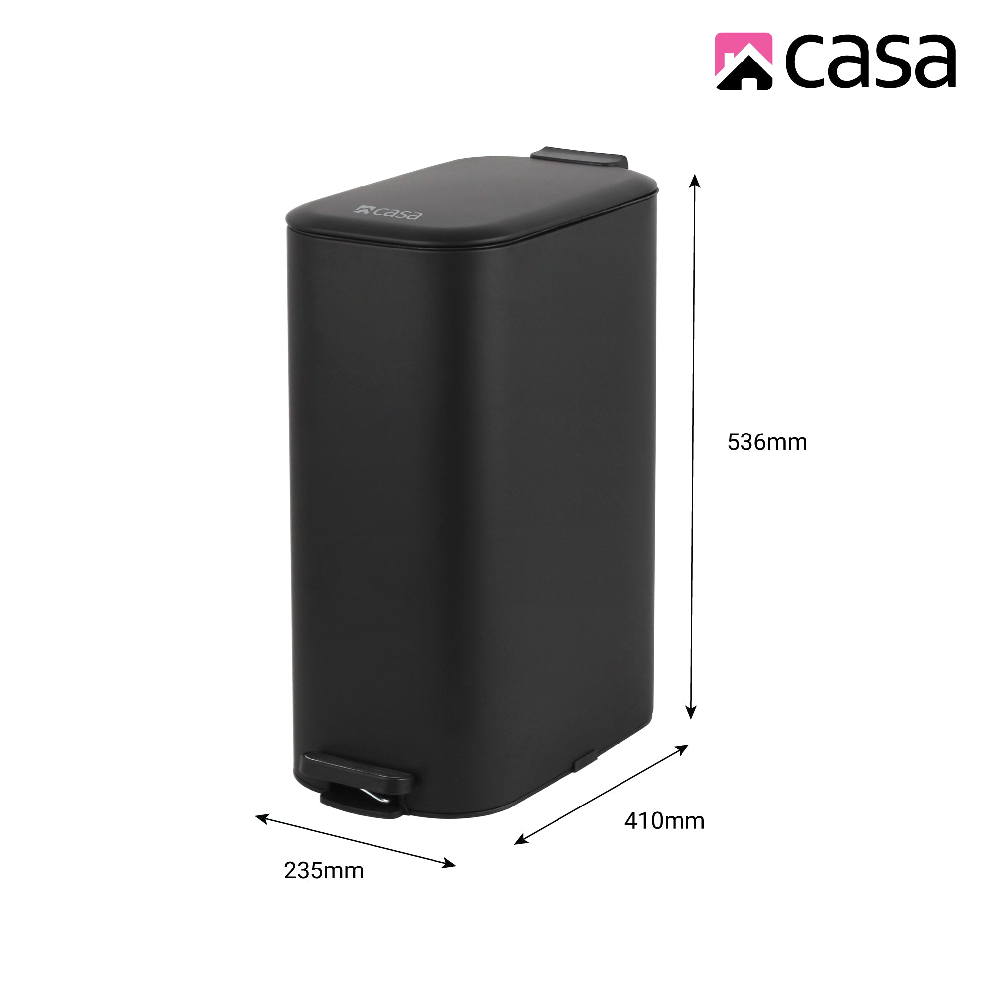 30L Steel Pedal Bin | Slimline Rectangle | Portofino