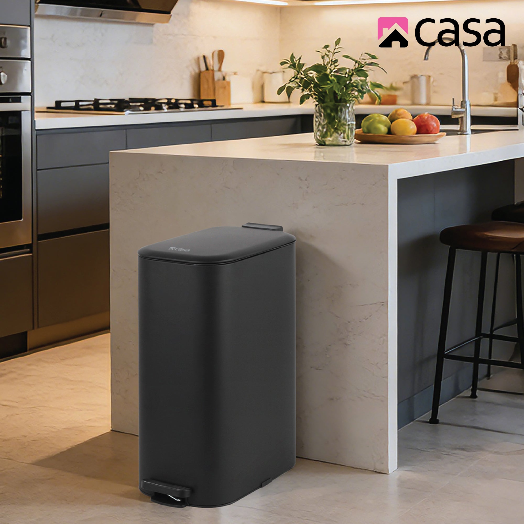 30L Steel Pedal Bin | Slimline Rectangle | Portofino