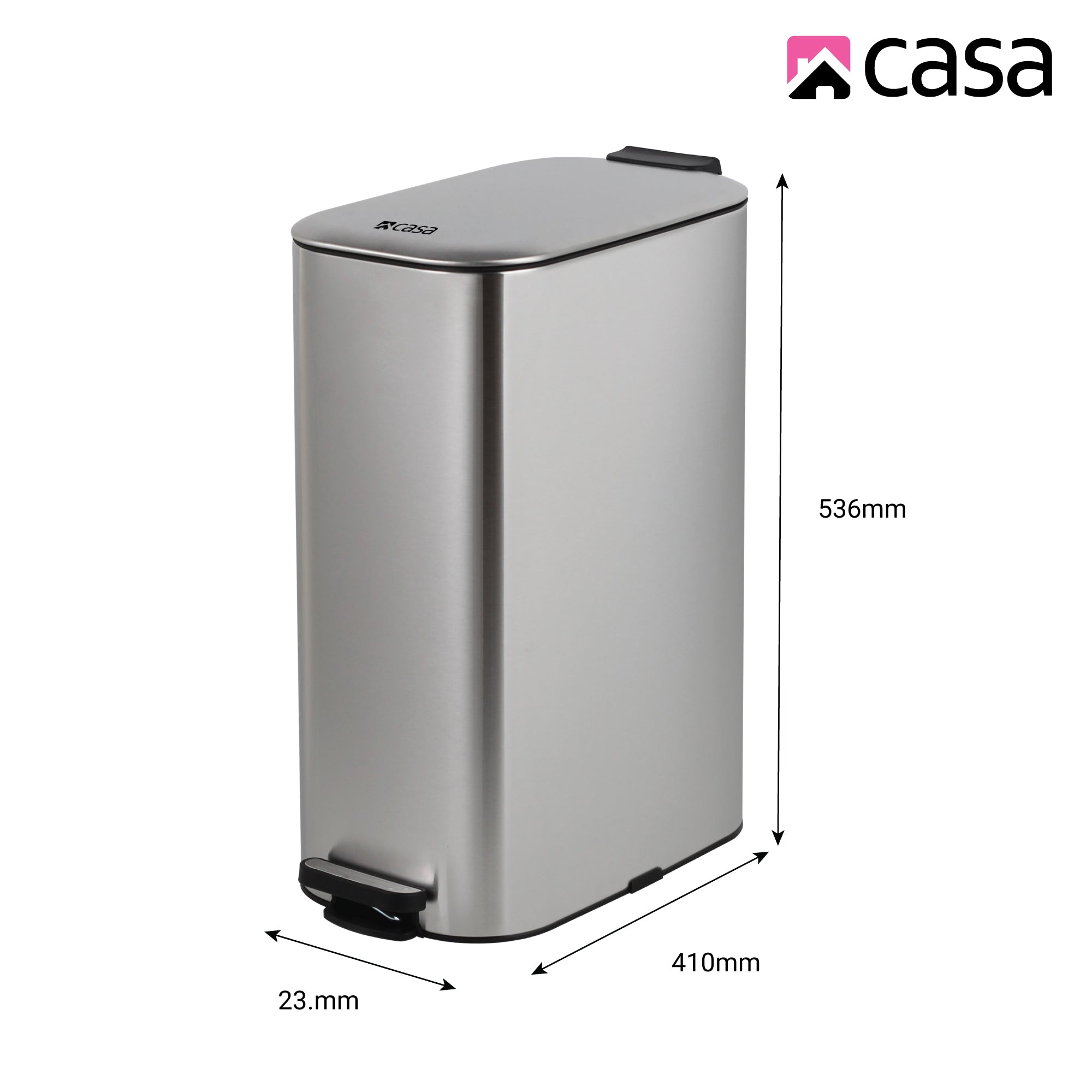 30L Steel Pedal Bin | Slimline Rectangle | Portofino