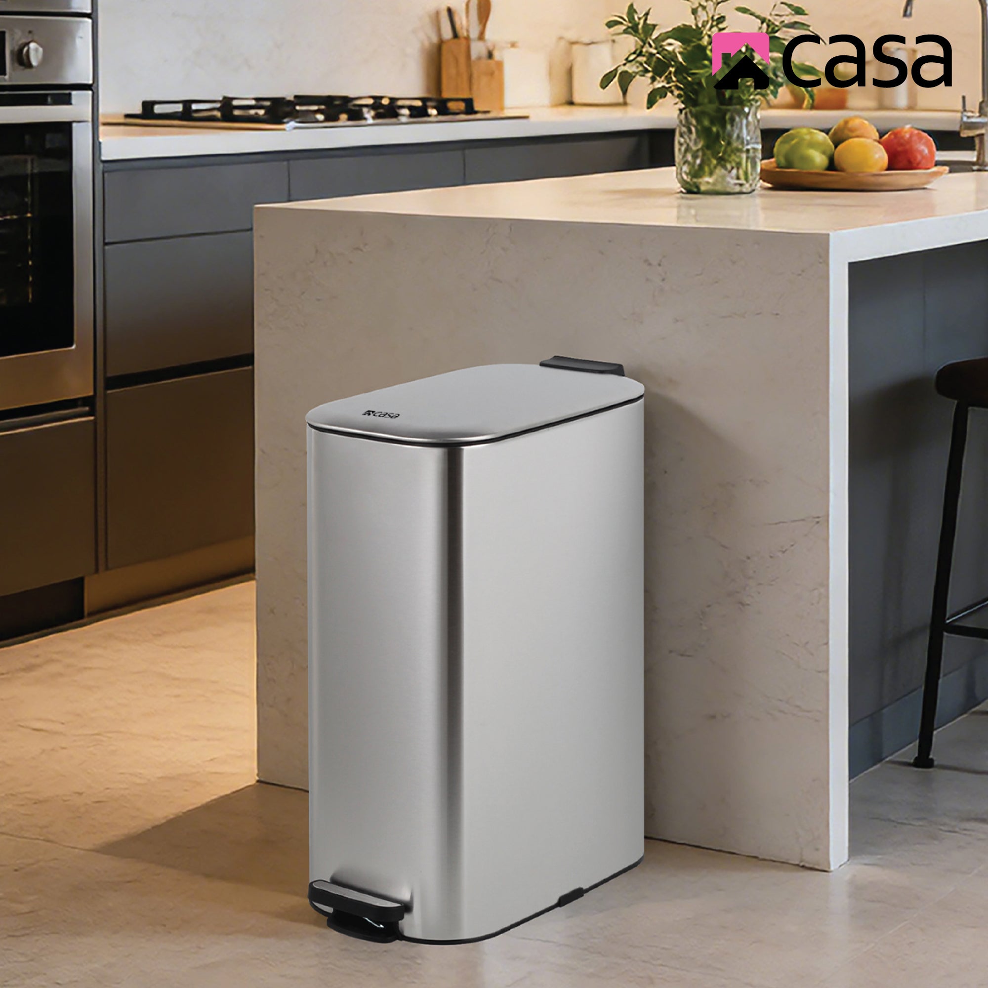 30L Steel Pedal Bin | Slimline Rectangle | Portofino