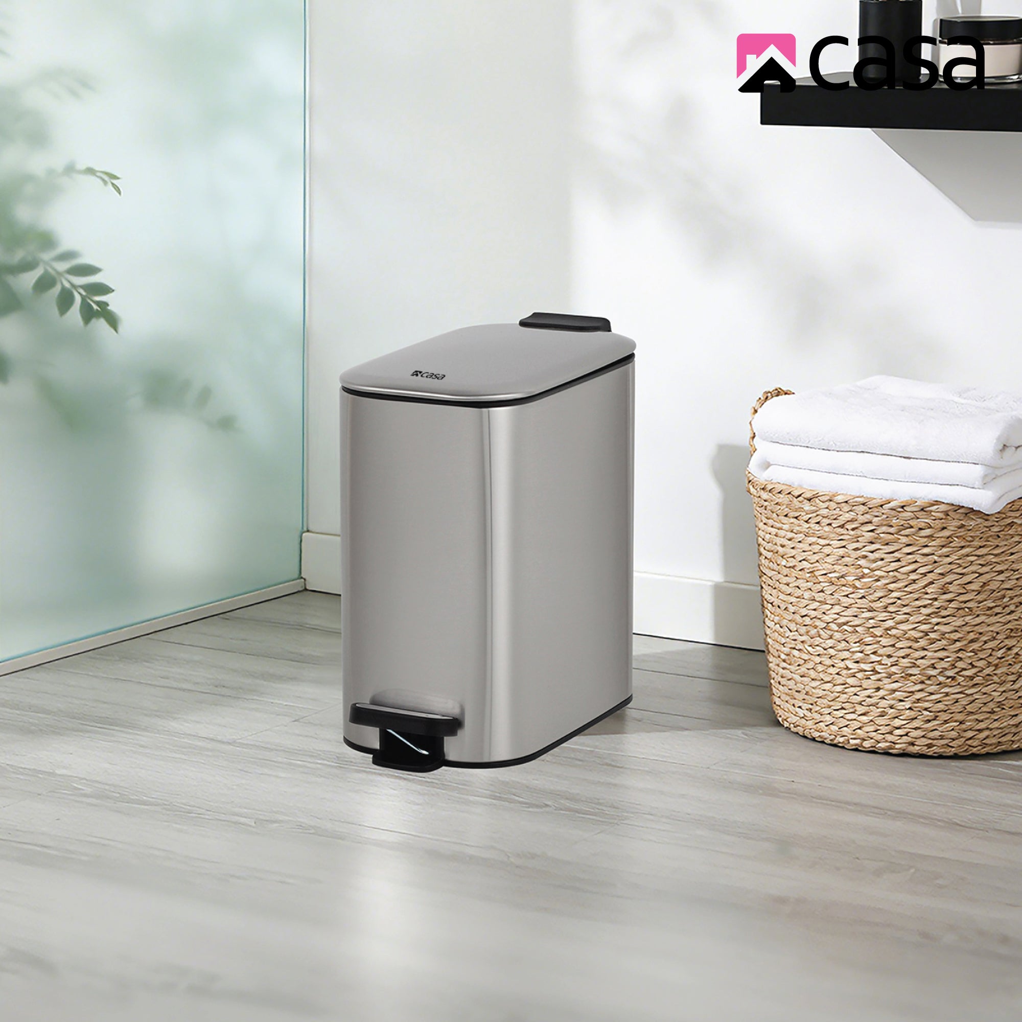 6L Steel Pedal Bin | Slimline Rectangle | Portofino