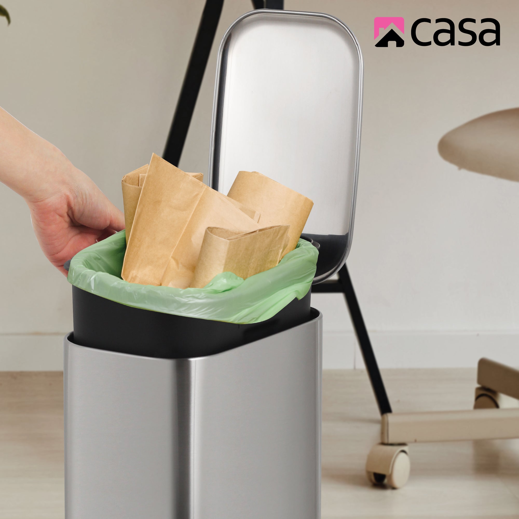 6L Steel Pedal Bin | Slimline Rectangle | Portofino