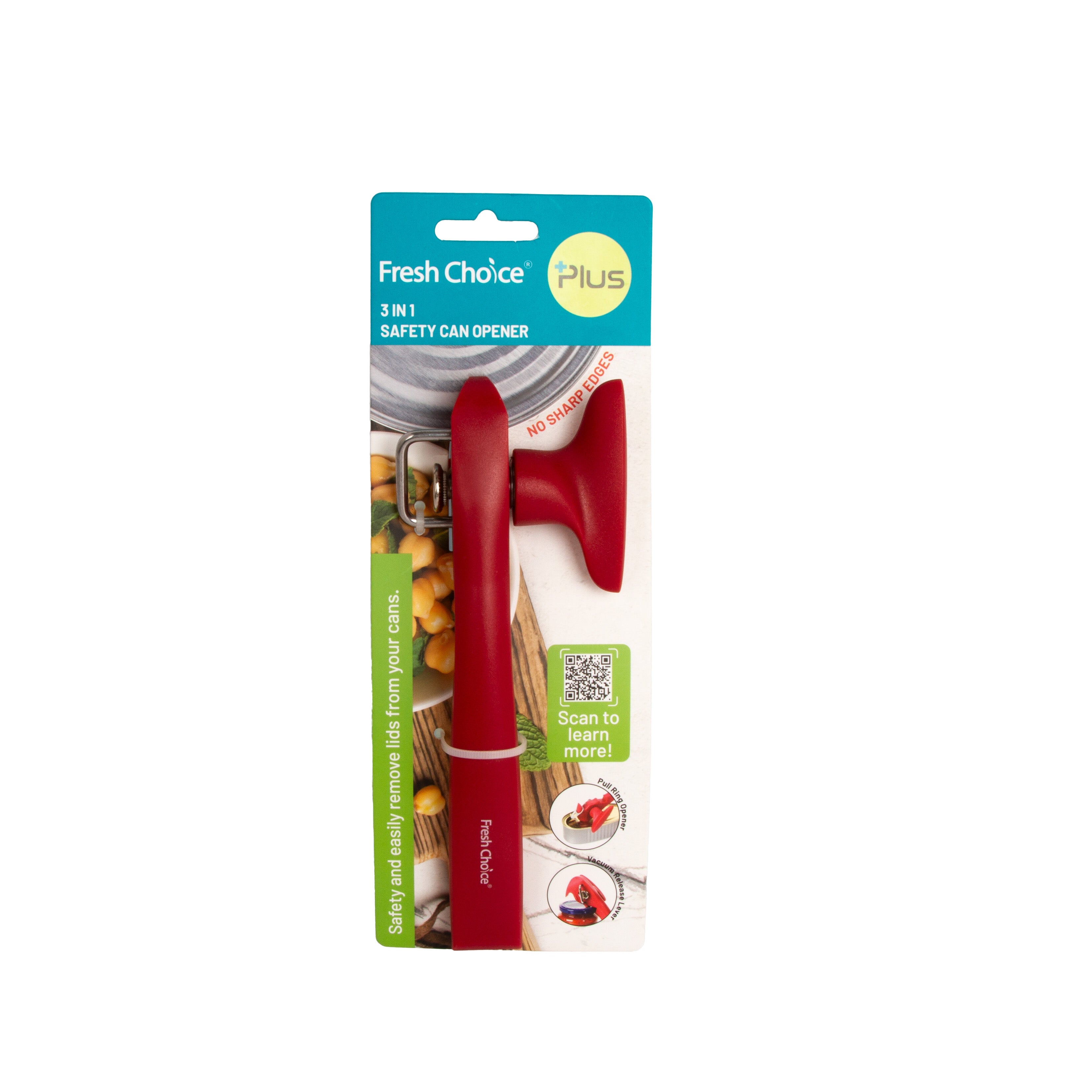 Fresh Choice 3-in-1 Safety Can Opener | No Sharp Edges