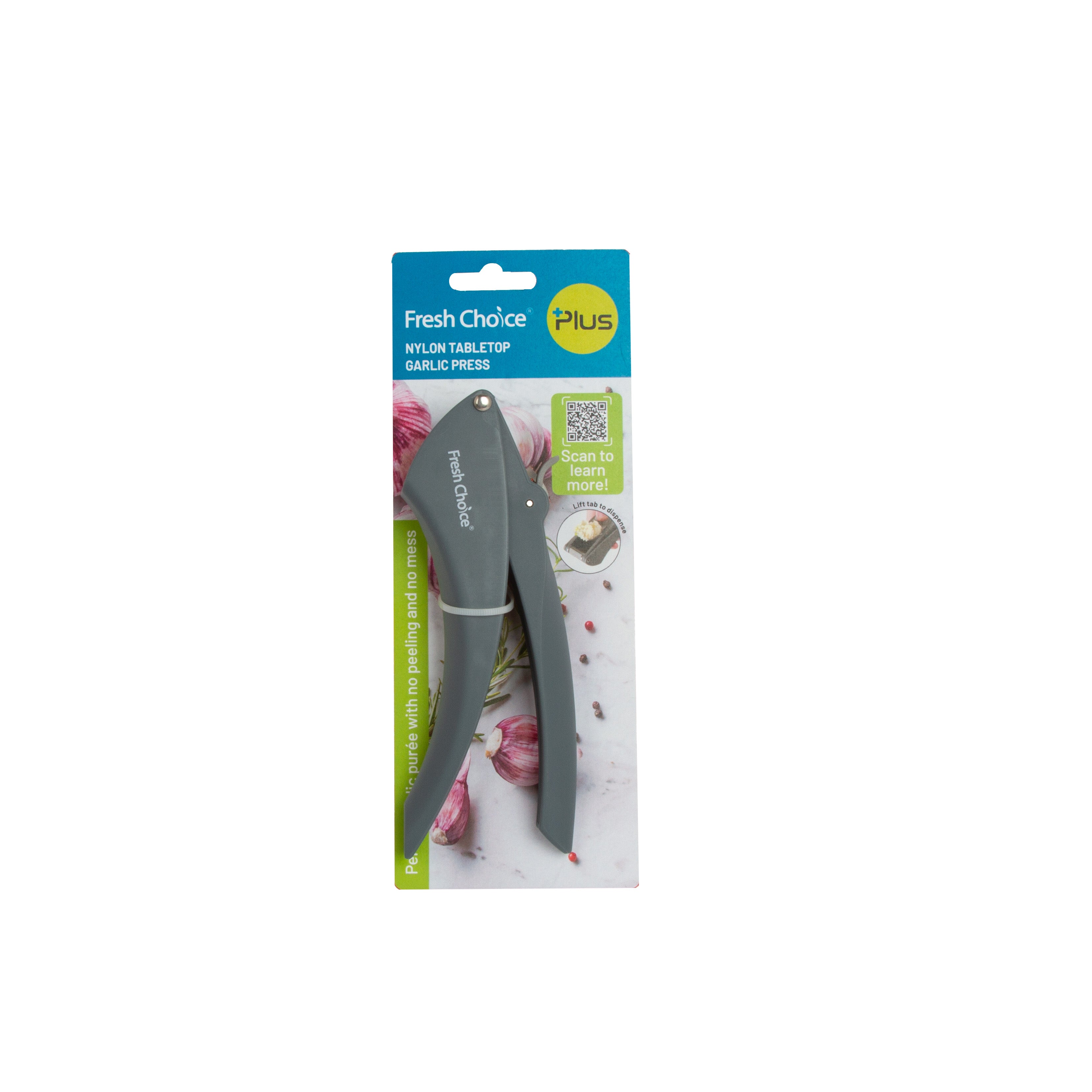Fresh Choice Nylon Tabletop Garlic Press | No-Peel Garlic Crusher