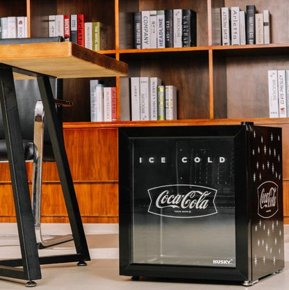 46L COUNTER-TOP BEVERAGE COOLER W/ GLASS DOOR - COCA COLA - BLACK