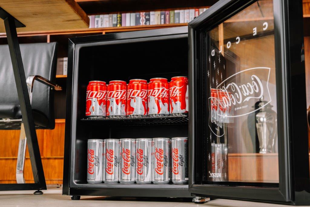 46L Counter-Top Beverage Cooler W/ Glass Door - Coca Cola - Black