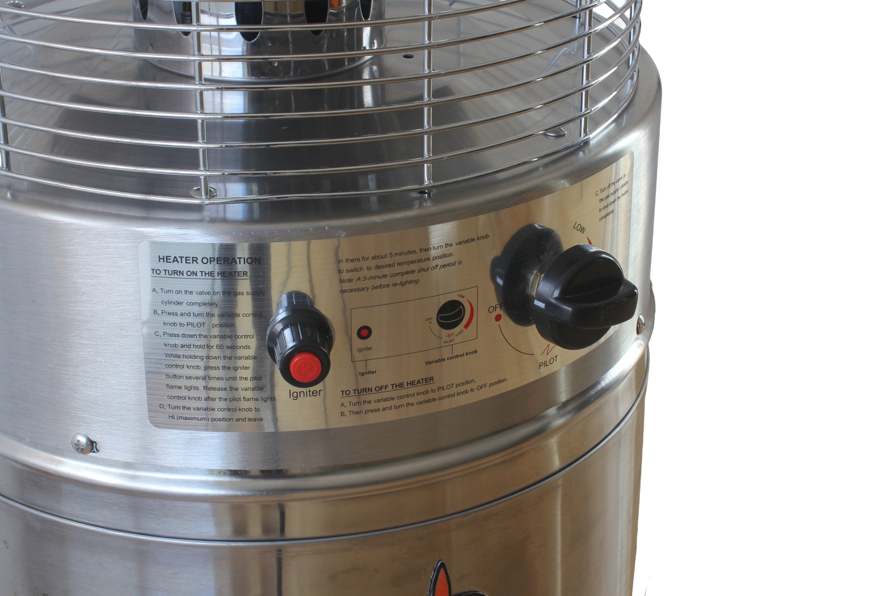 Short Stand Gas Patio Heater 1.35m - Stainless Steel