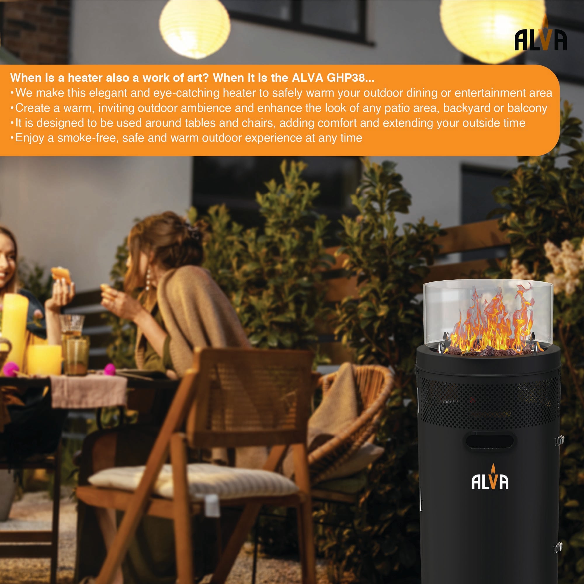 Short Stand Firepit Gas Patio Heater (With Lava Stones)