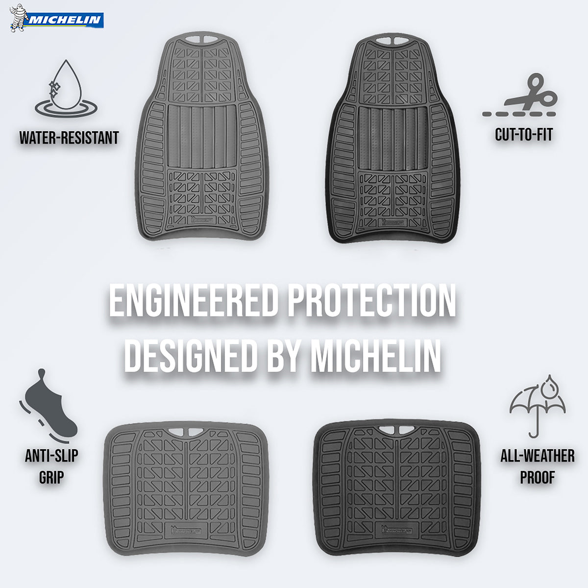 Michelin All-Weather Rubber Car Mat Set – 4 Piece