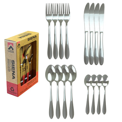 CASA SIENA 16PC CUTLERY SET | STAINLESS STEEL | MIRROR SILVER FINISH