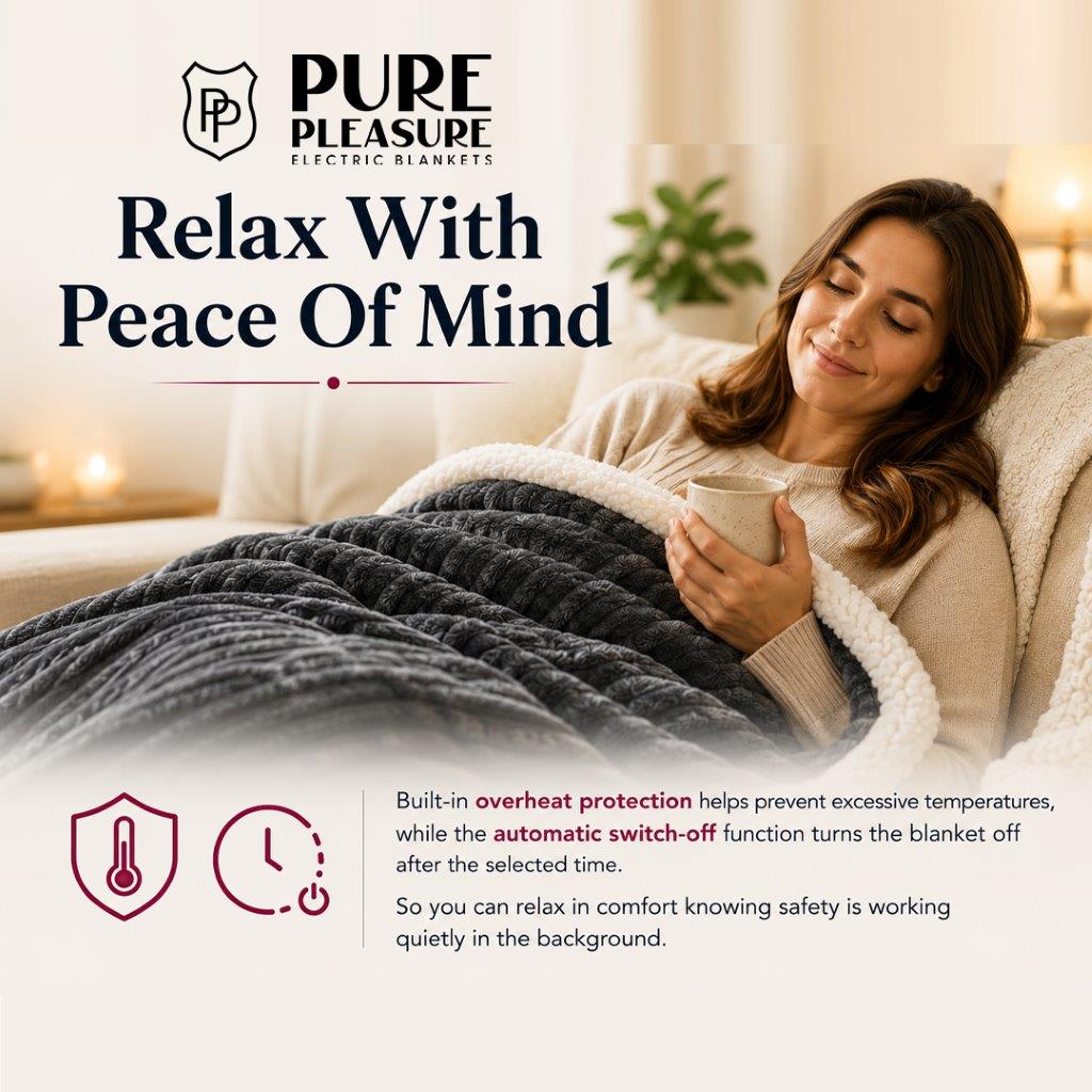 Electric Overblanket | 9 Heat Settings & Timer | Dual-Sided Fleece | Pure Pleasure