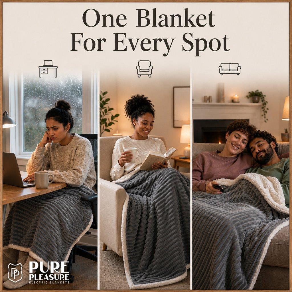 Electric Overblanket | 9 Heat Settings & Timer | Dual-Sided Fleece | Pure Pleasure
