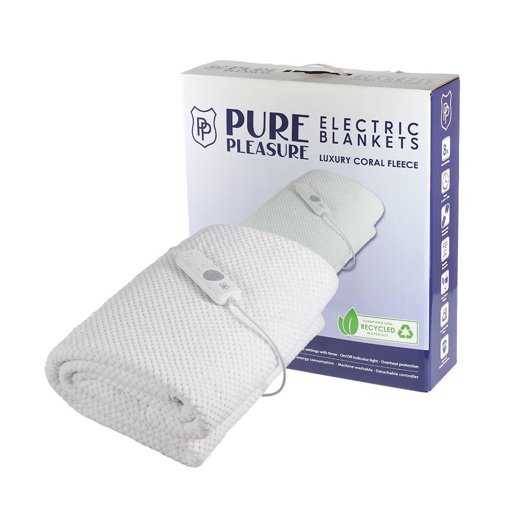 Coral Fleece Fitted Electric Blanket | 8 Heat Settings & Timer | Single to King
