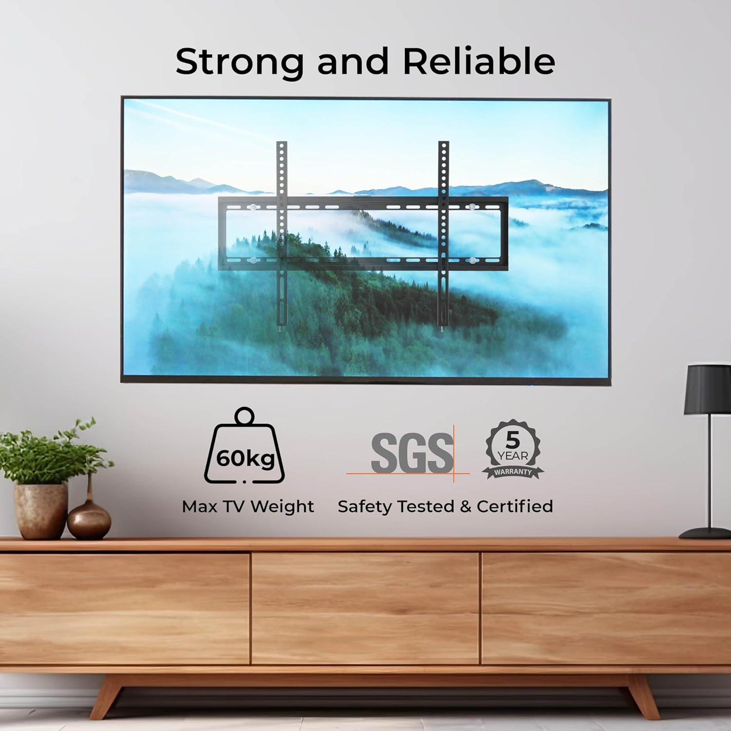 50-85" Flat-To-Wall Tv Mount Bracket - Built-In Spirit Level