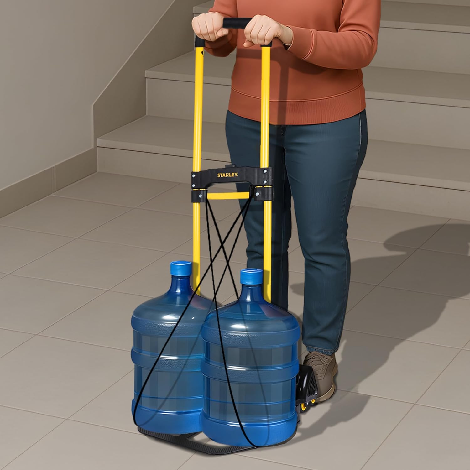 STANLEY FT584 Folding Stair Climber 60kg | 6-Wheel Ladder Cart