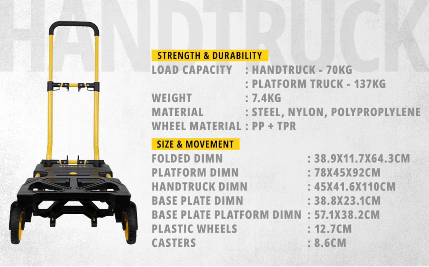 STANLEY FT585 2-in-1 Folding Truck 70/137kg