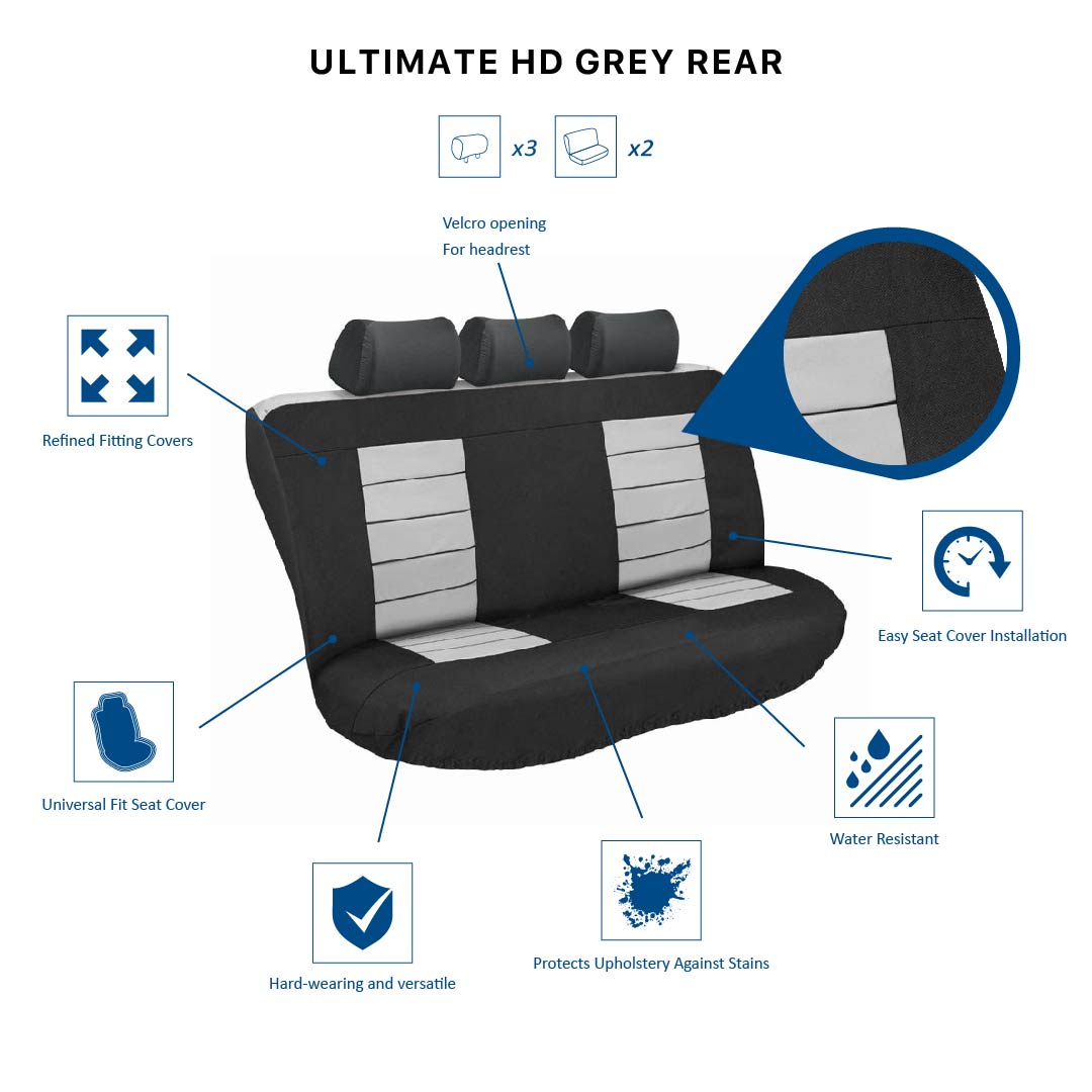 ULTIMATE HD REAR CAR SEAT COVER SET (various colours)