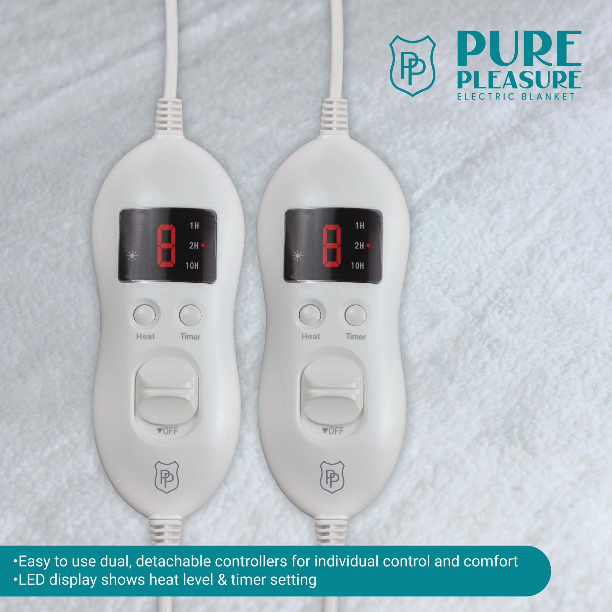 Sherpa Extra Length Electric Blanket | 8 Heat & Timer