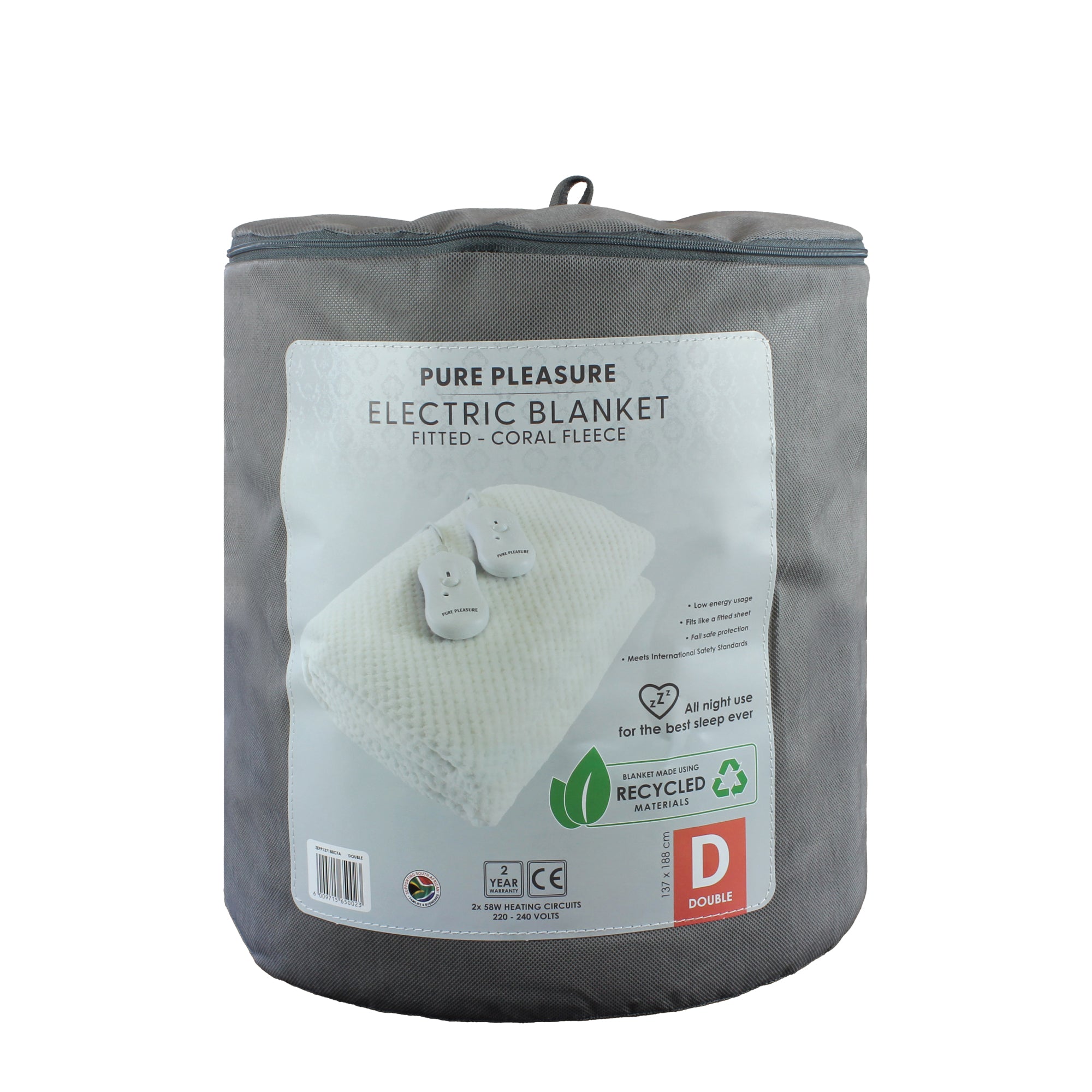 Coral Fleece Fitted Electric Blanket In Tog Bag