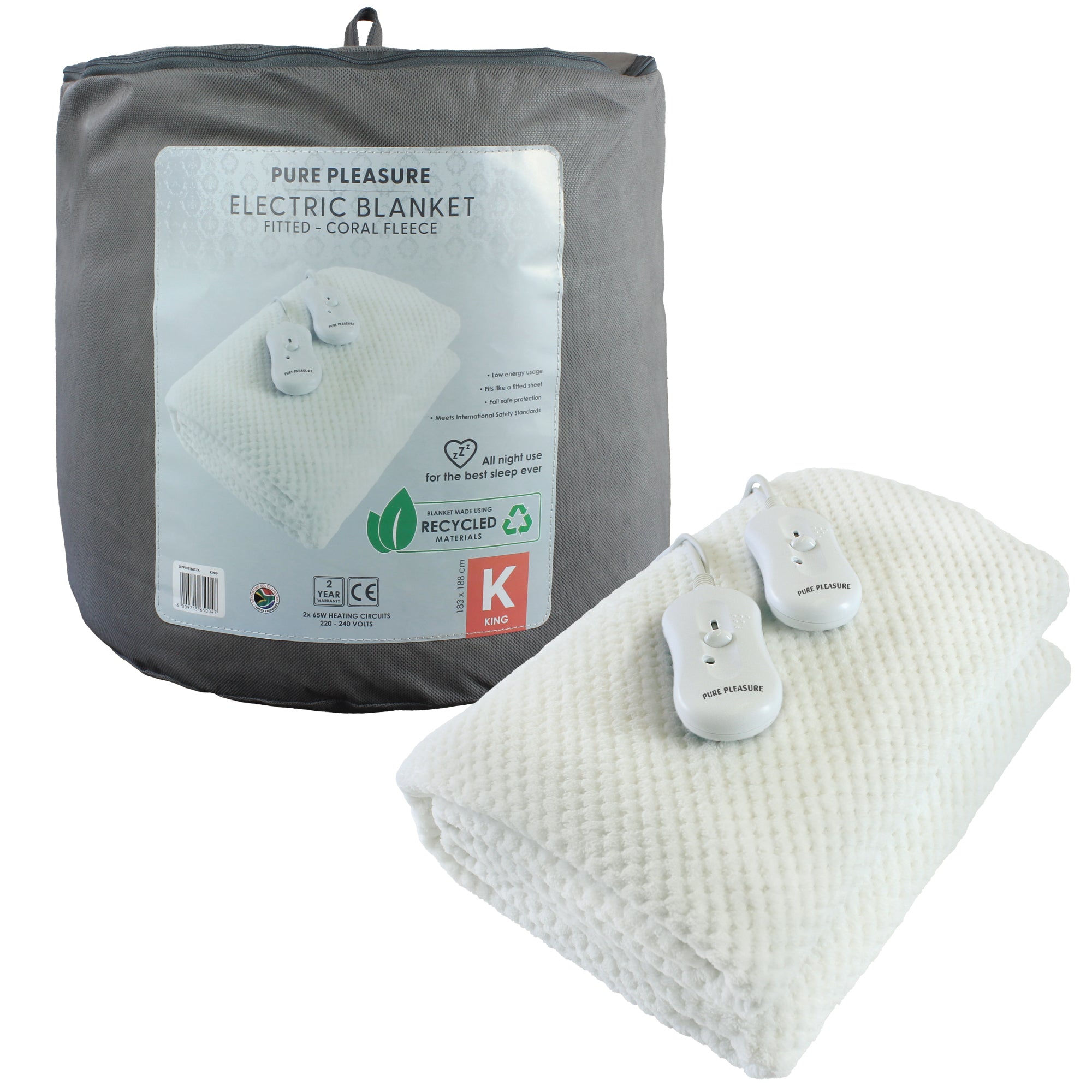 Coral Fleece Fitted Electric Blanket In Tog Bag