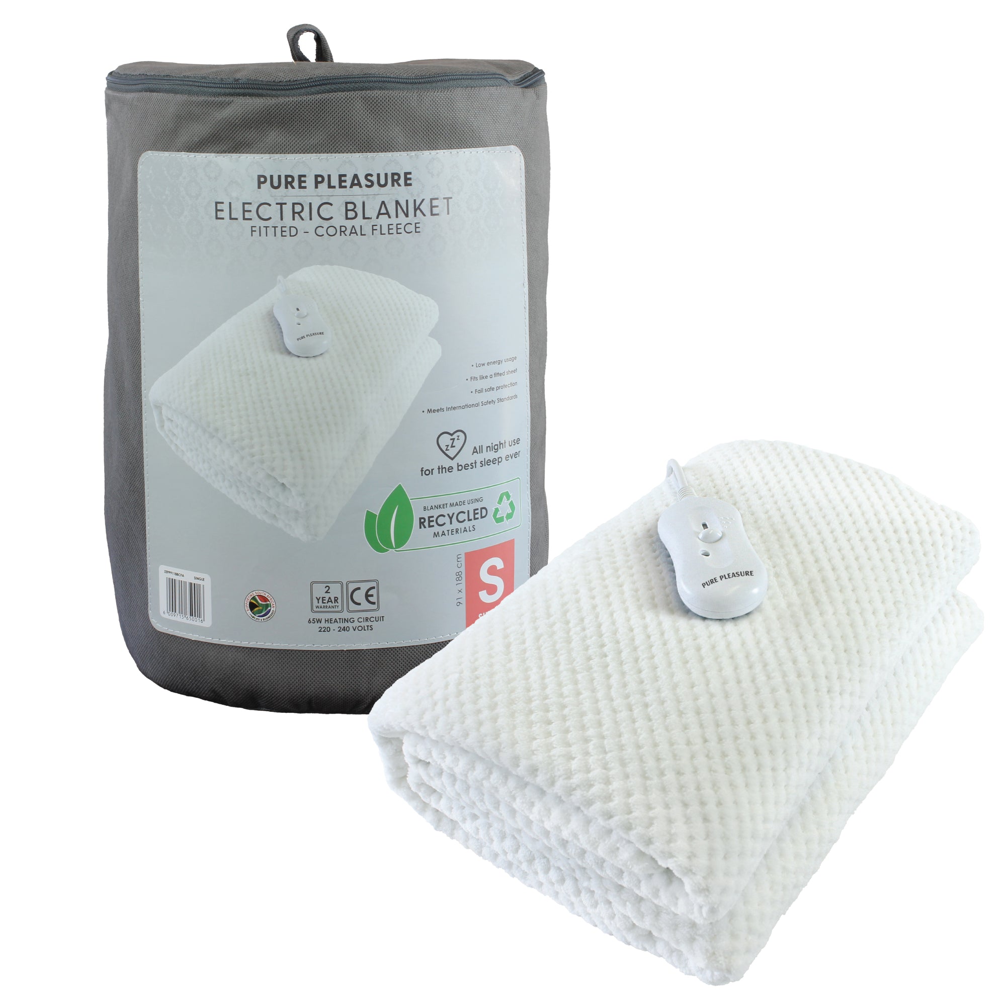 Coral Fleece Fitted Electric Blanket In Tog Bag