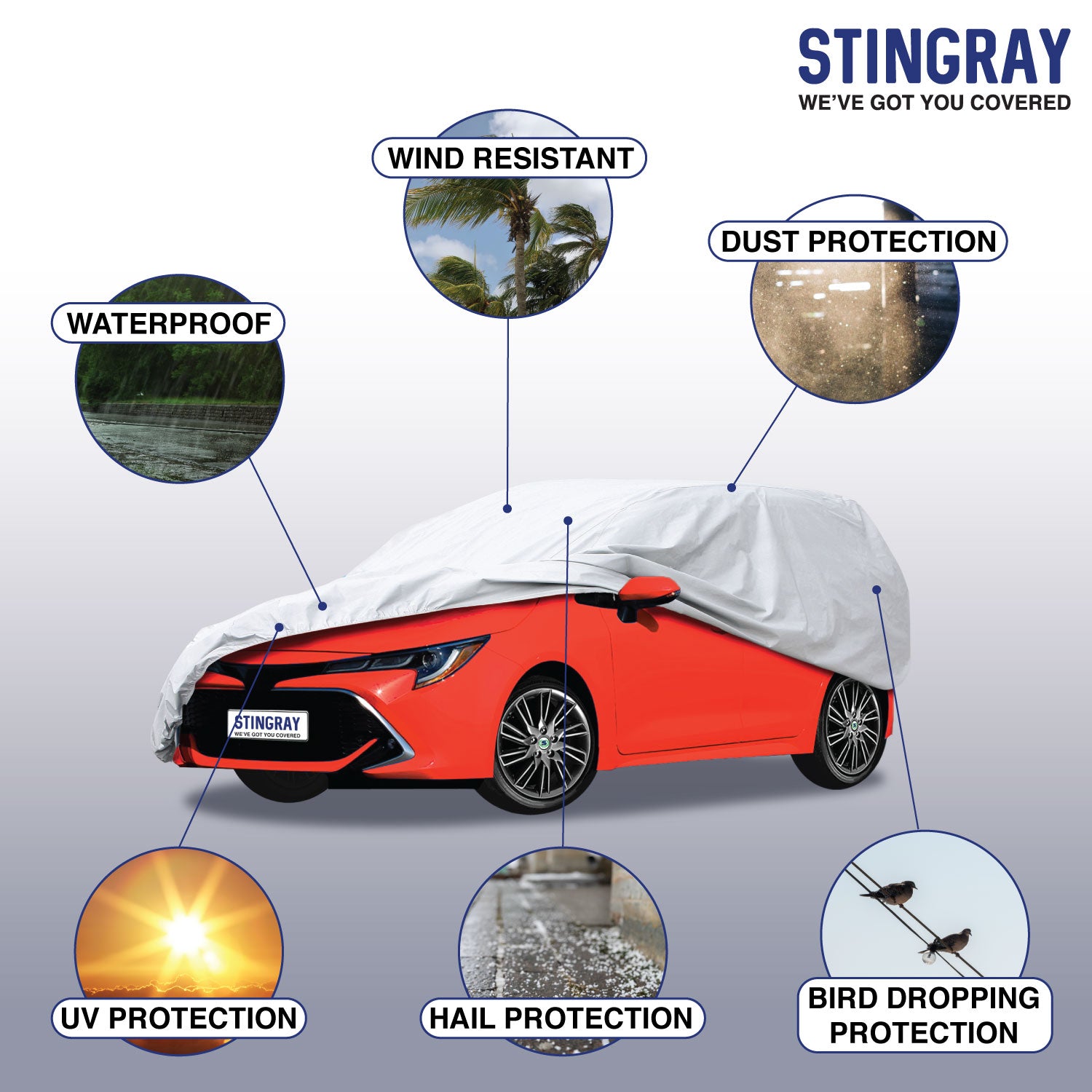 Stingray Premium Waterproof Hatchback Car Cover | 405x165x120cm