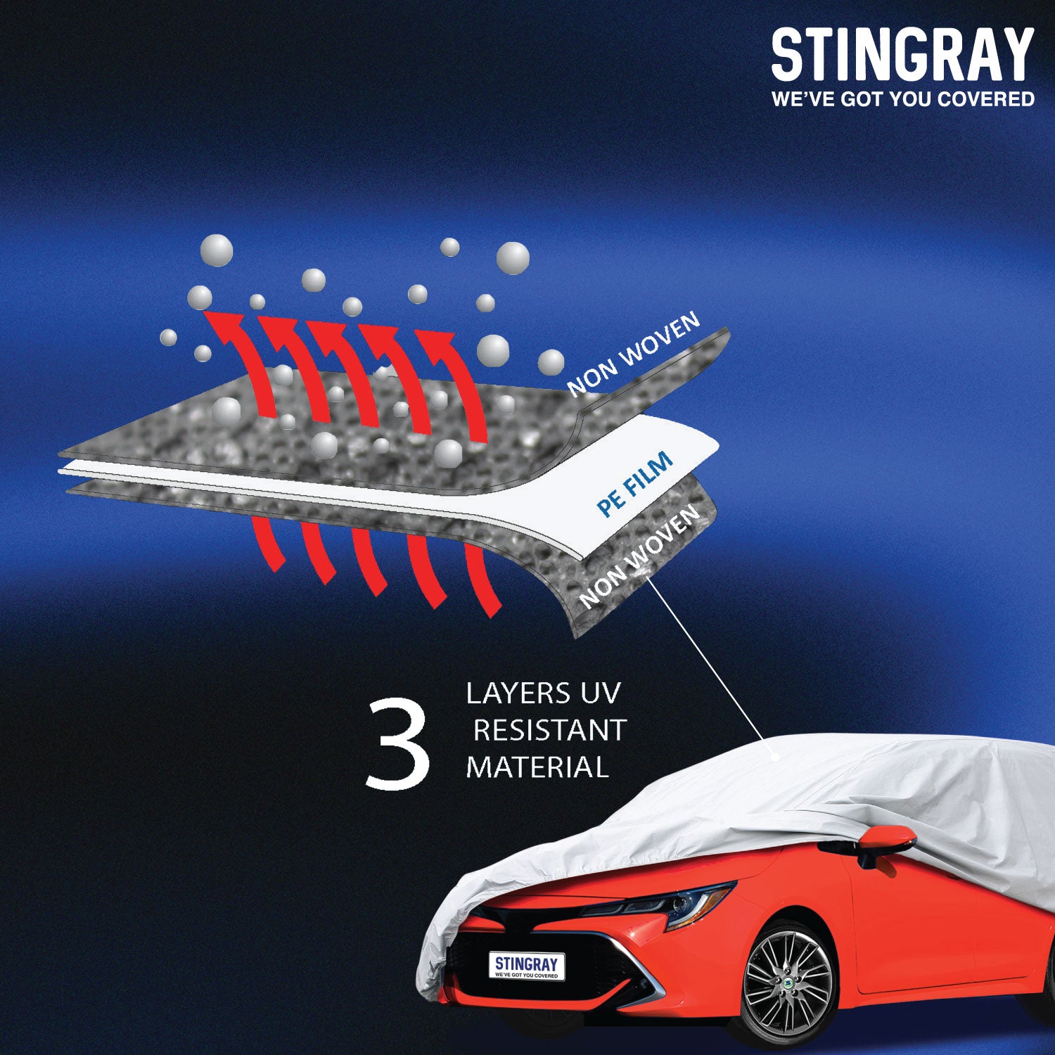 Stingray Premium Waterproof Hatchback Car Cover | 405x165x120cm