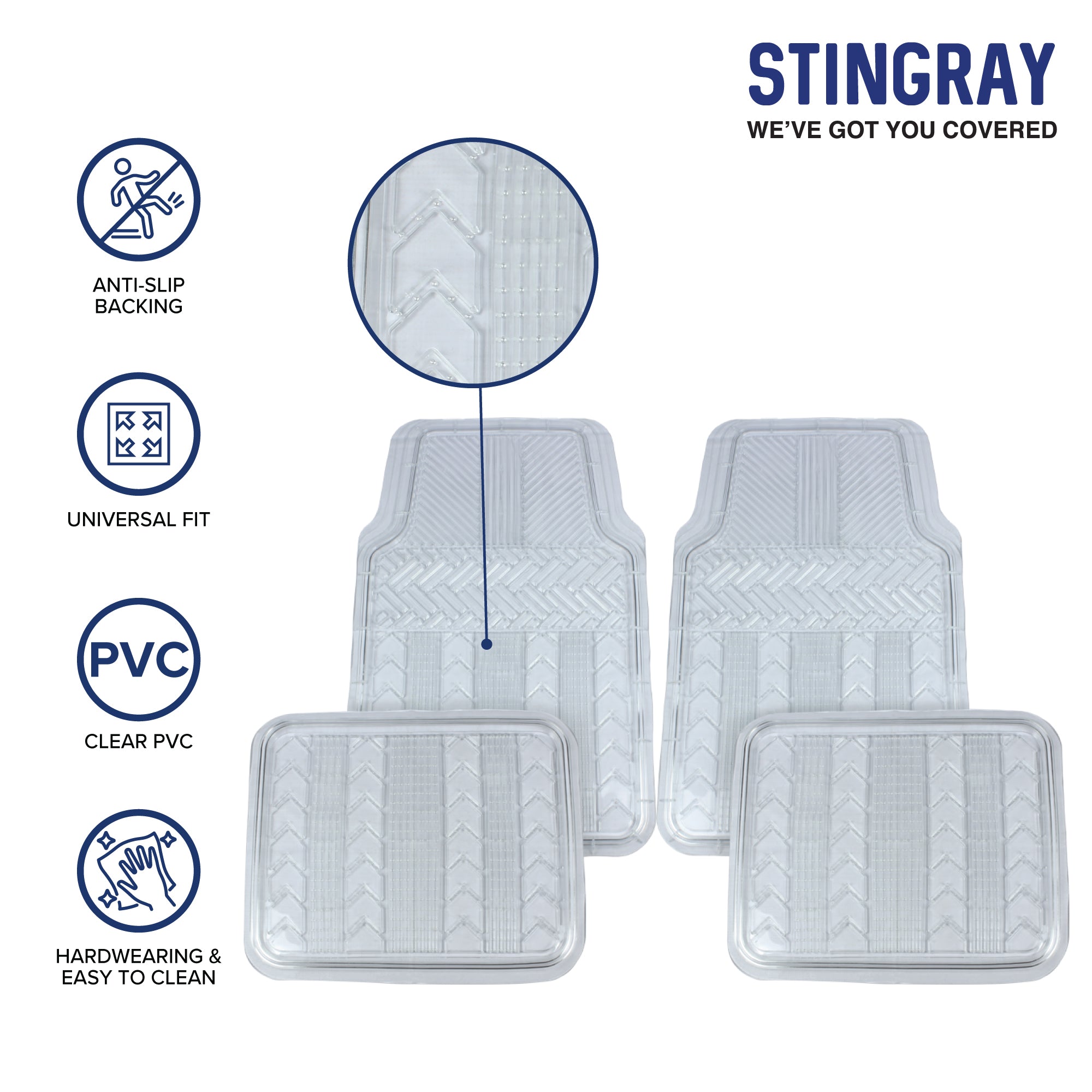 Car Mat Set 4Pc Set  - Techno - Clear