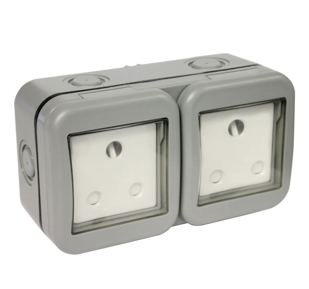 IP55 Double Unswitched 16A Sa Outdoor Socket (2 x 3 Pin)