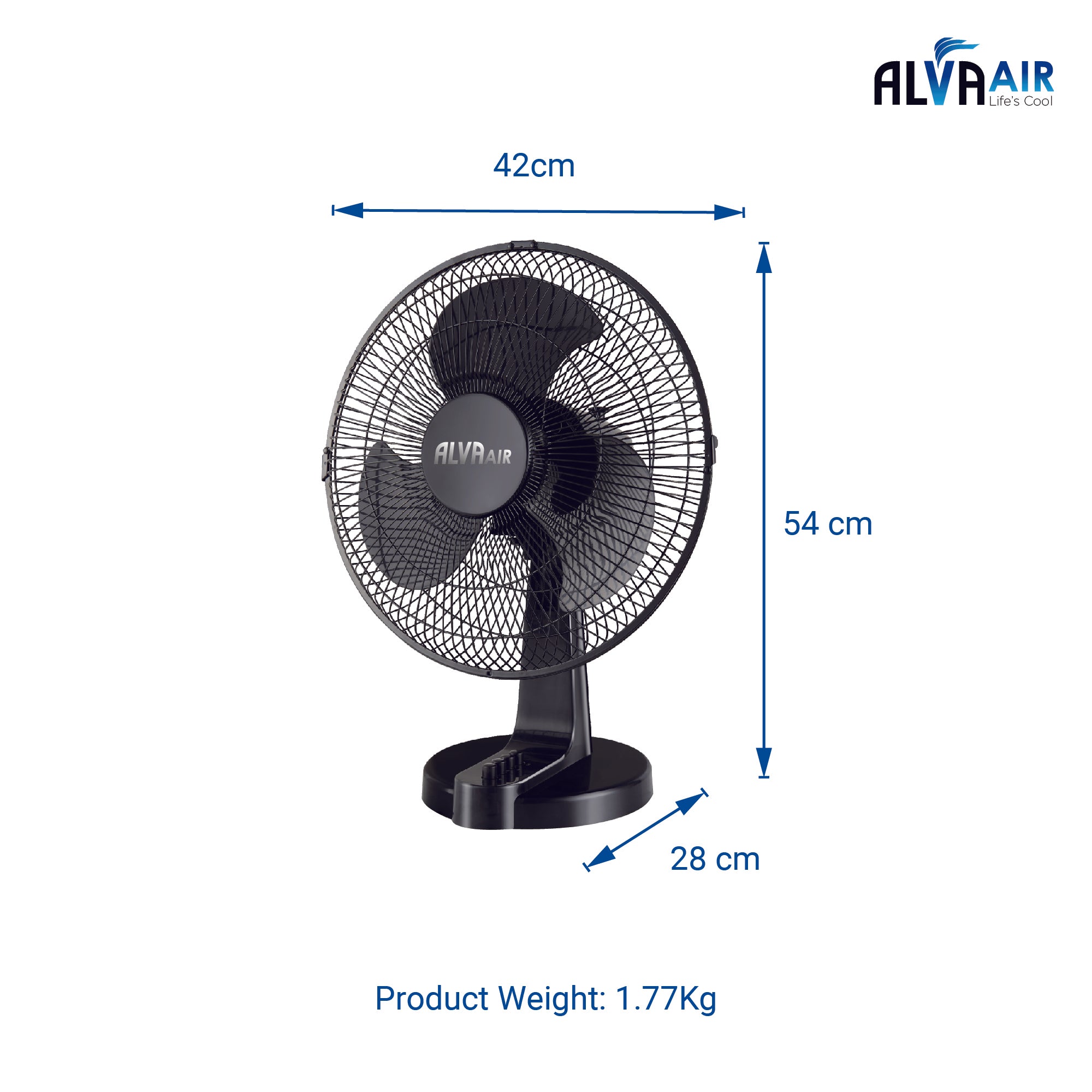 40cm Plastic Desk Fan (Black)