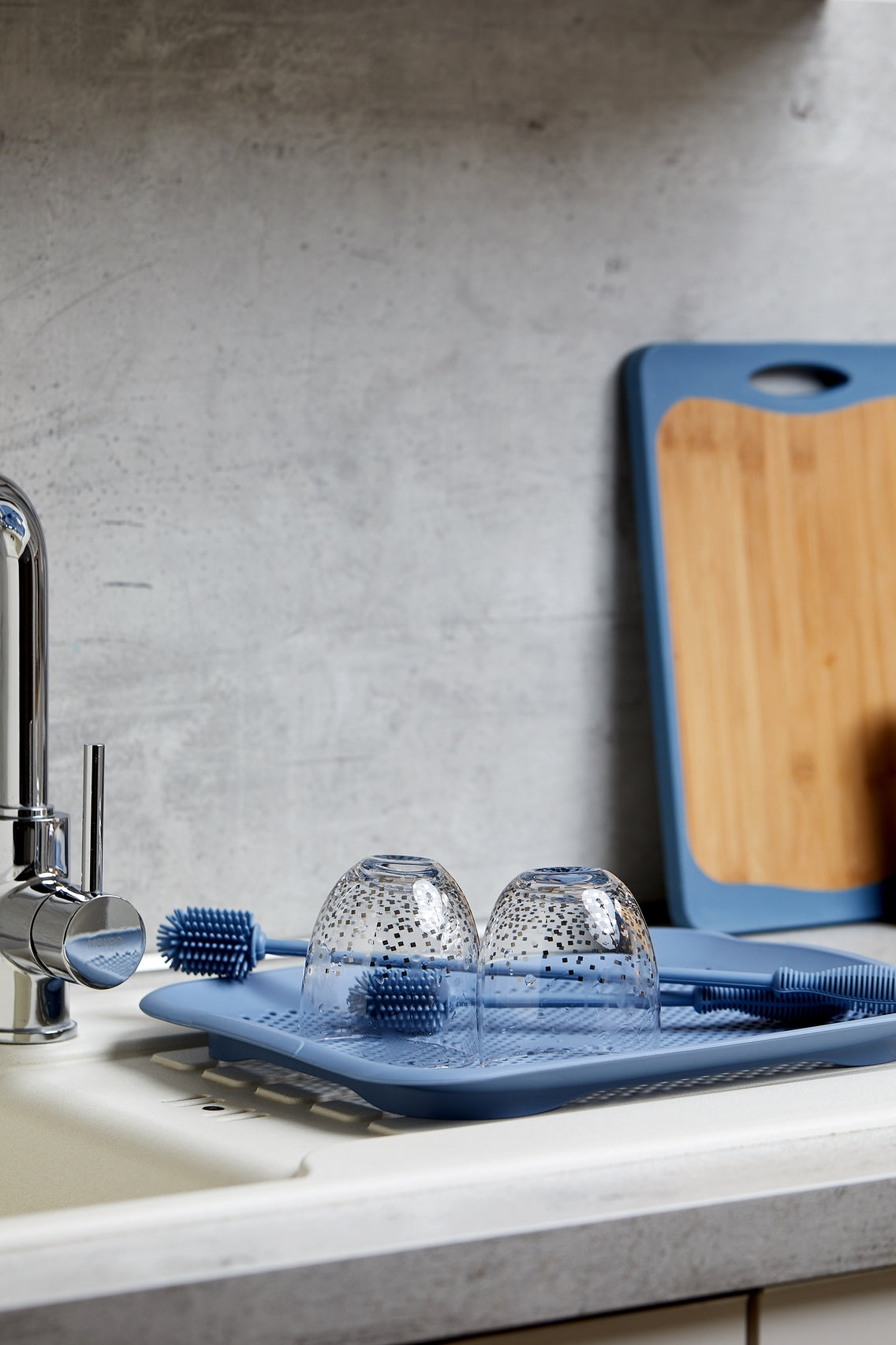 Washing-Up & Bottle Brush - Silicone - 25cm - Blue