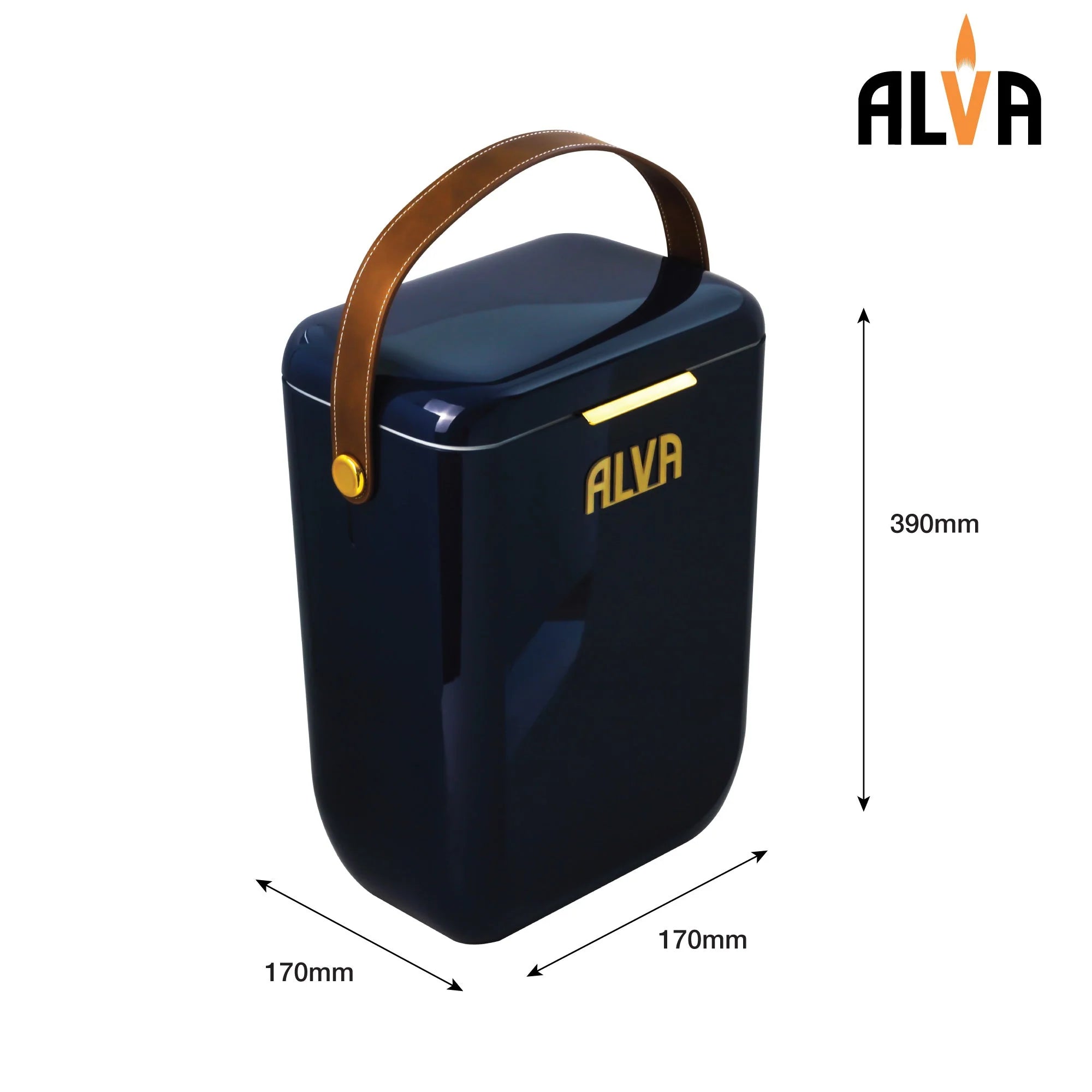 10L Cooler Box With Leather Strap - Midnight Blue