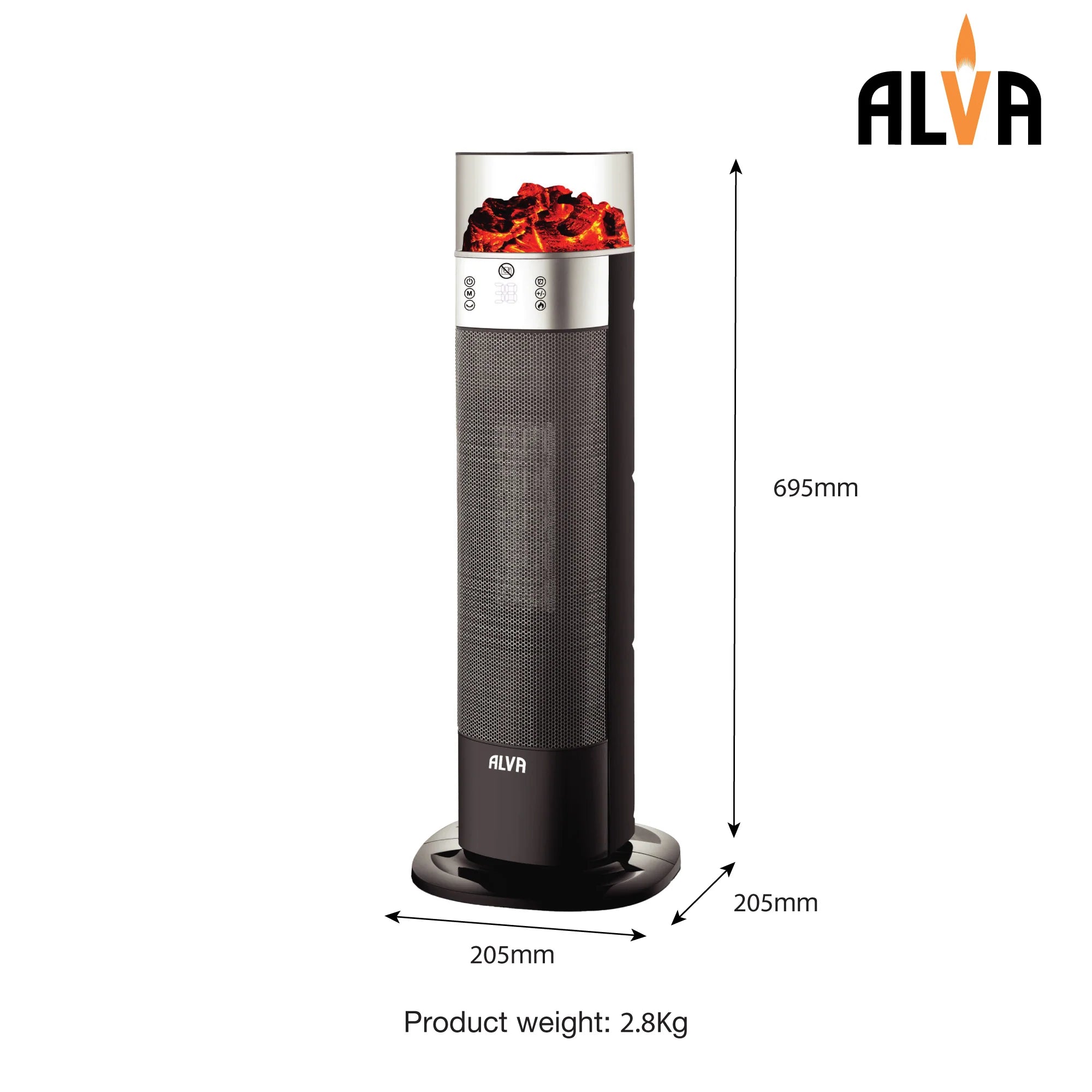 Electric Tower Fan Heater | Flame Effect Design | Remote Control