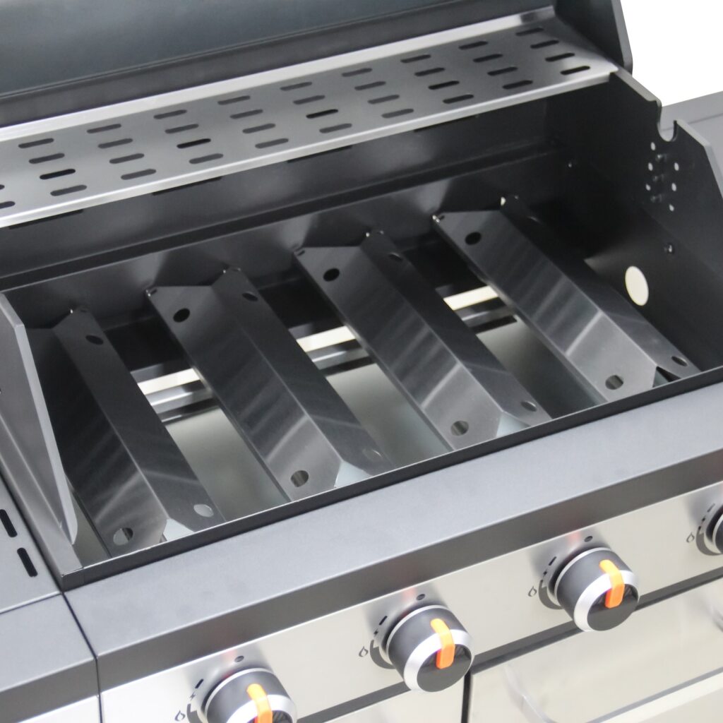 Sierra 4-Burner BBQ With Side Burner – Stainless Steel / Black + FREE TOOL SET