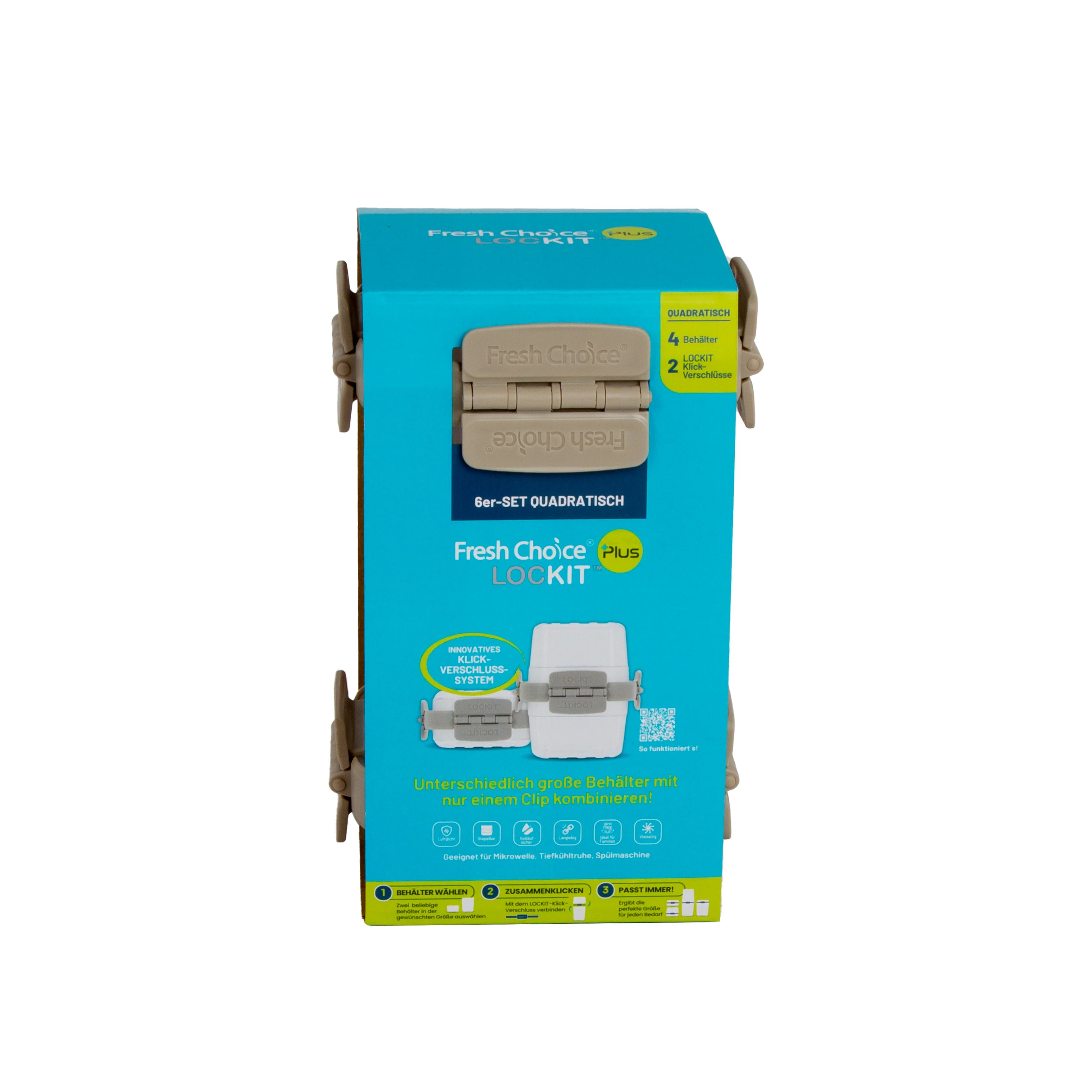Fresh Choice | Lockit Square Medium 6-Piece Set | Modular Food Storage